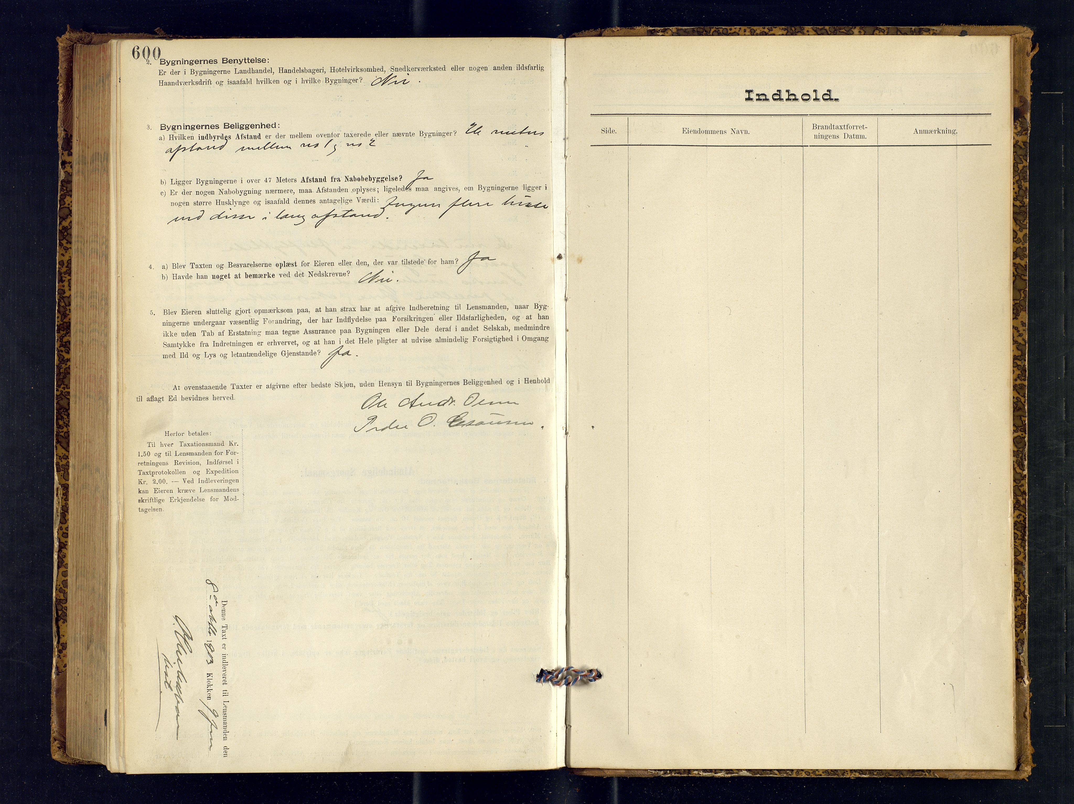 Harstad lensmannskontor, AV/SATØ-SATØ-10/F/Fr/Fra/L0596: Branntakstprotokoll (S). Merket I. Med register, 1893-1907, s. 600-601