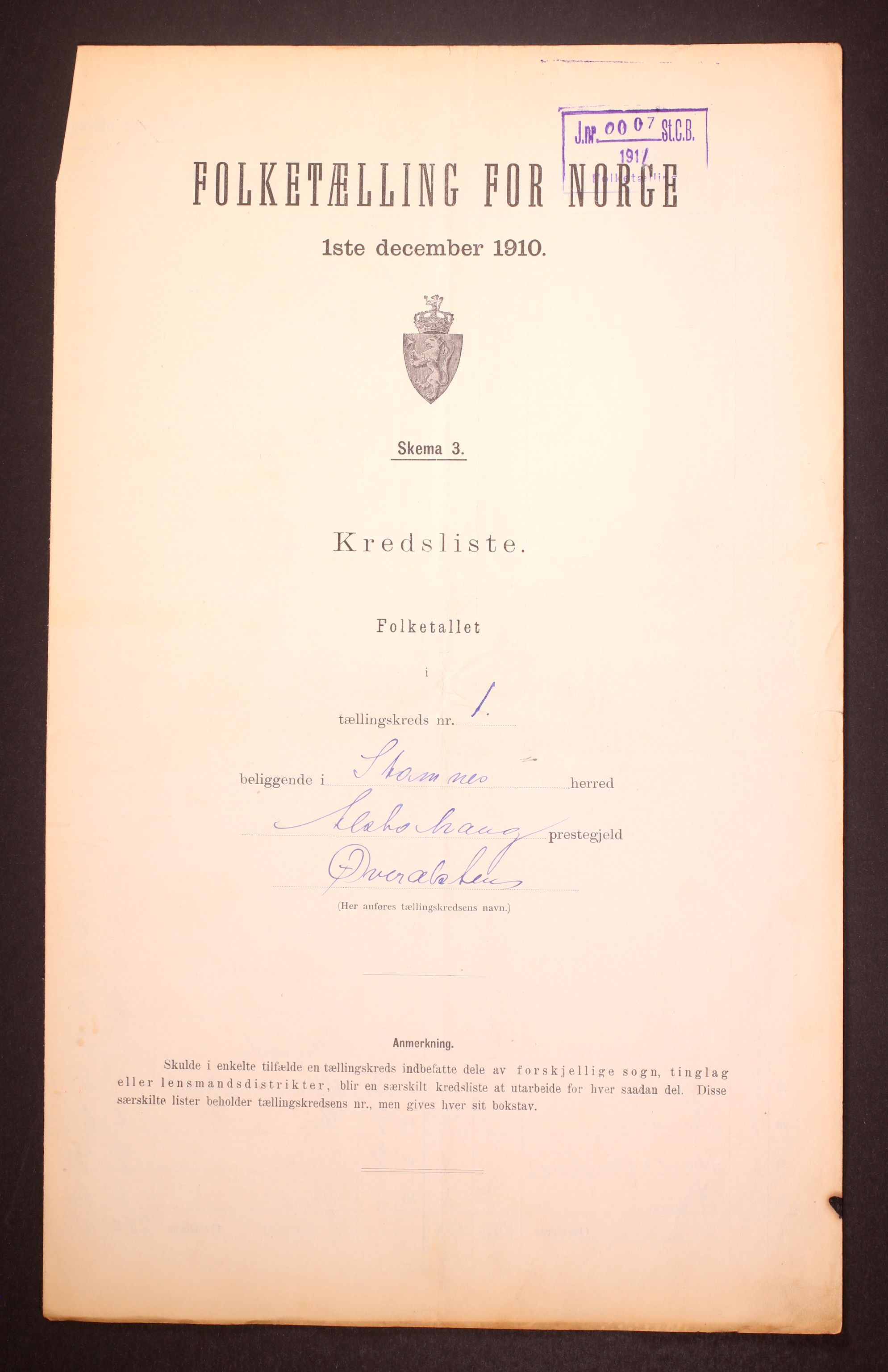 RA, Folketelling 1910 for 1821 Stamnes herred, 1910, s. 4