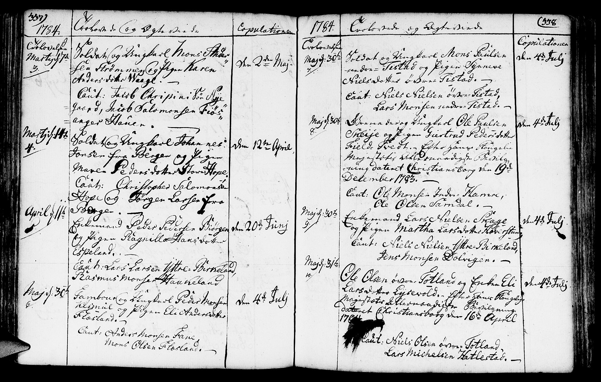 Fana Sokneprestembete, AV/SAB-A-75101/H/Haa/Haaa/L0005: Ministerialbok nr. A 5, 1773-1799, s. 337-338