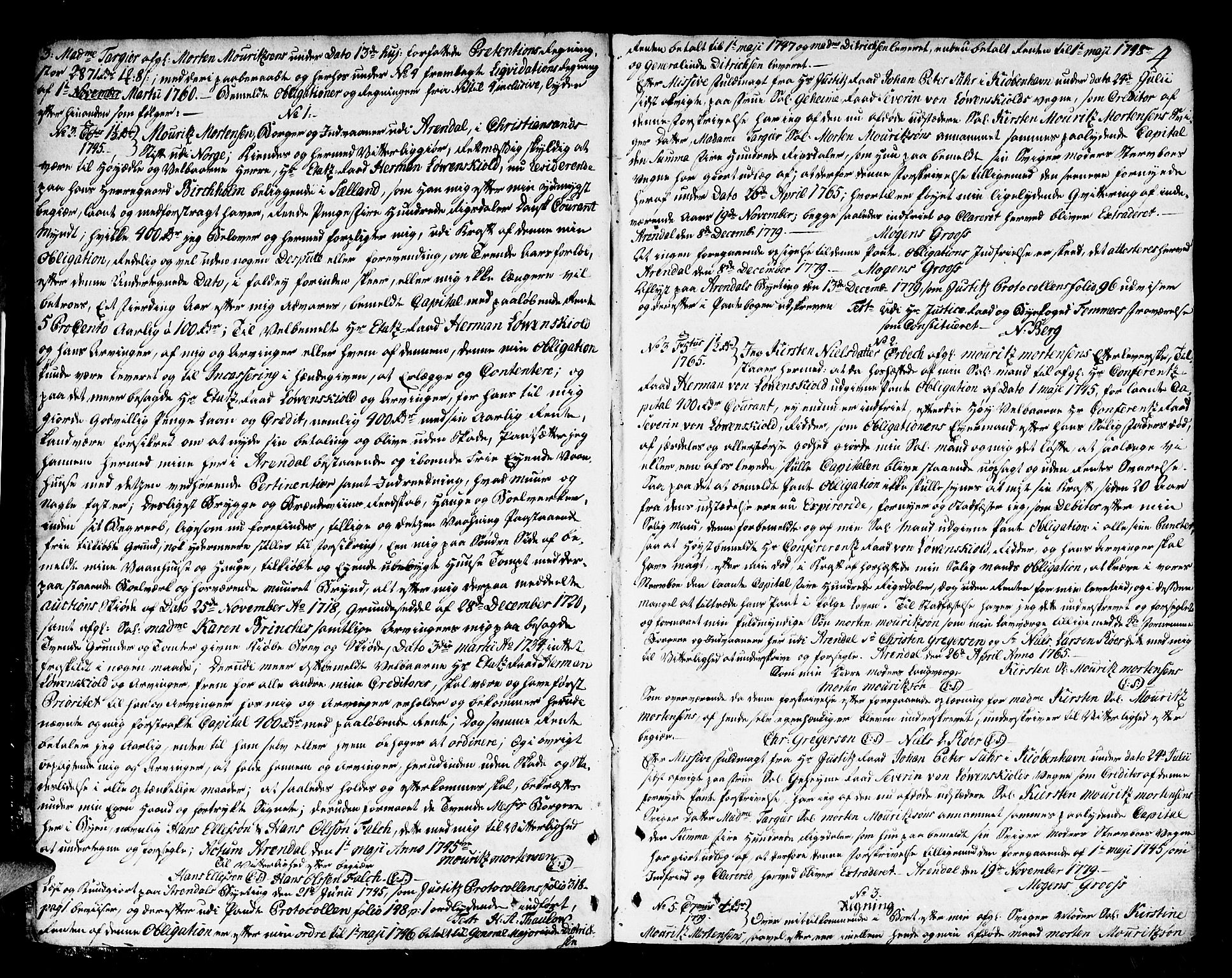 Arendal byfogd, AV/SAK-1222-0001/H/Hc/L0009: Skifteprotokoll nr. 8a, m/register, 1779-1787, s. 3b-4a