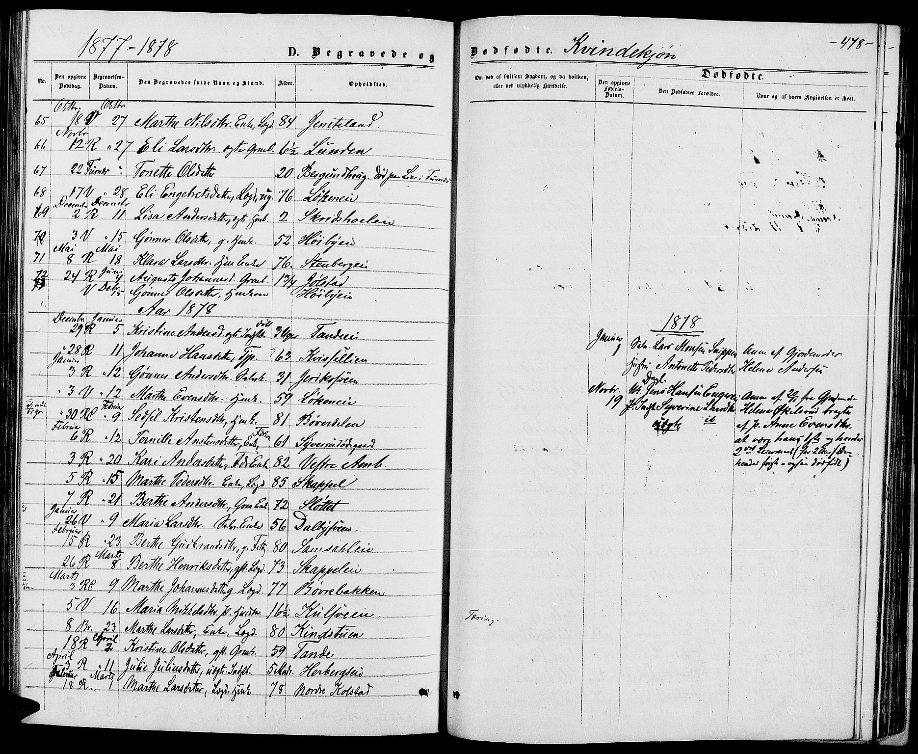 Ringsaker prestekontor, AV/SAH-PREST-014/L/La/L0008: Klokkerbok nr. 8, 1870-1878, s. 478