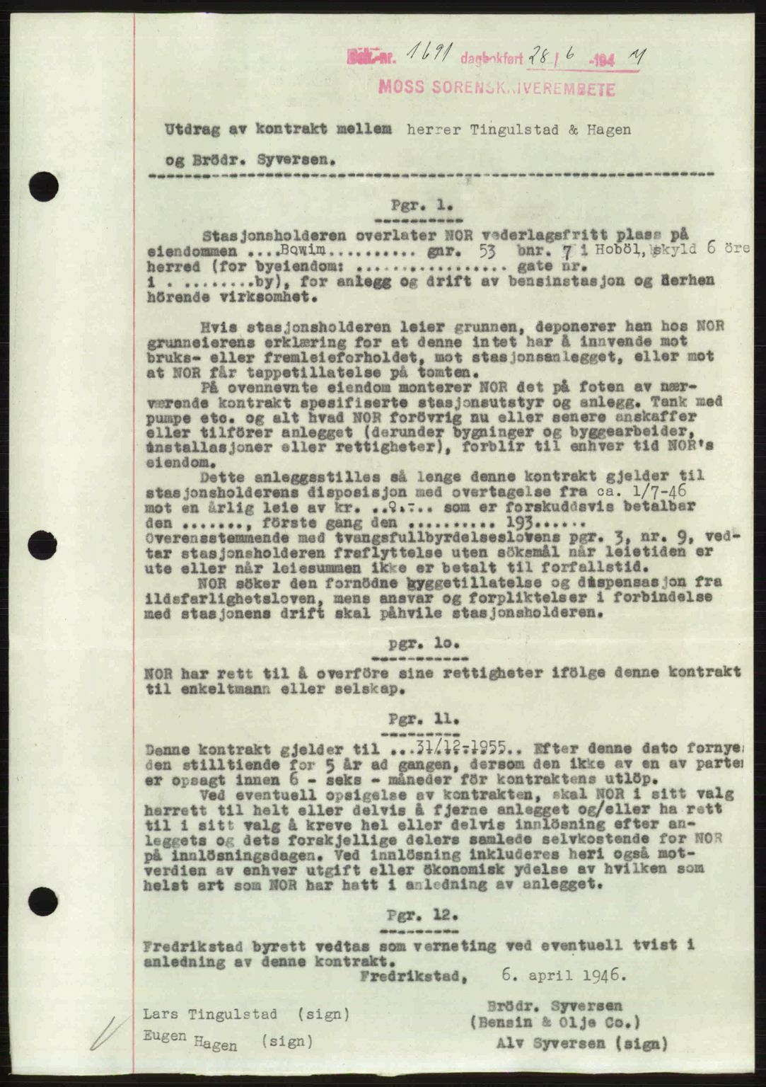Moss sorenskriveri, SAO/A-10168: Pantebok nr. A17, 1947-1947, Dagboknr: 1691/1947