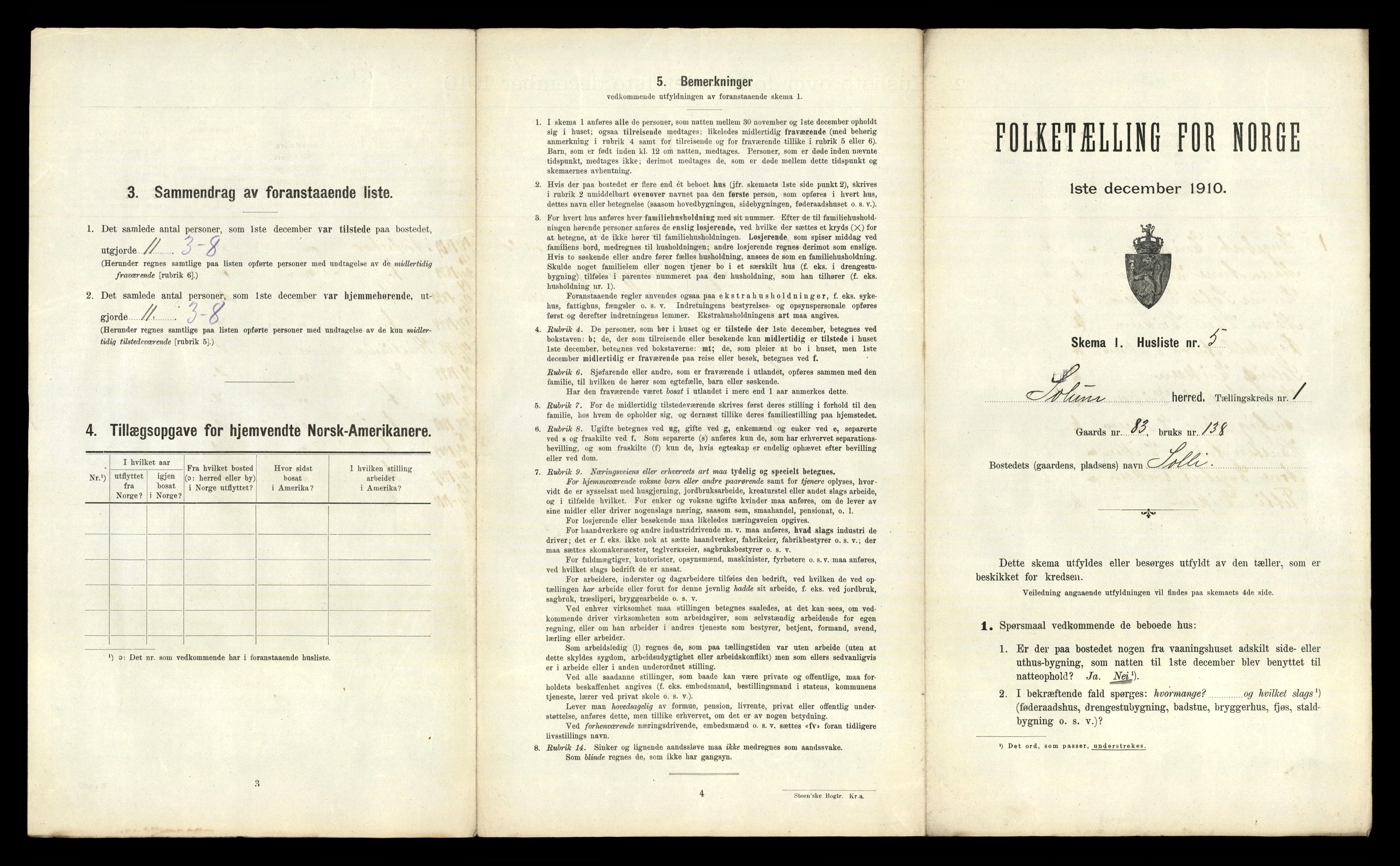 RA, Folketelling 1910 for 0818 Solum herred, 1910, s. 83