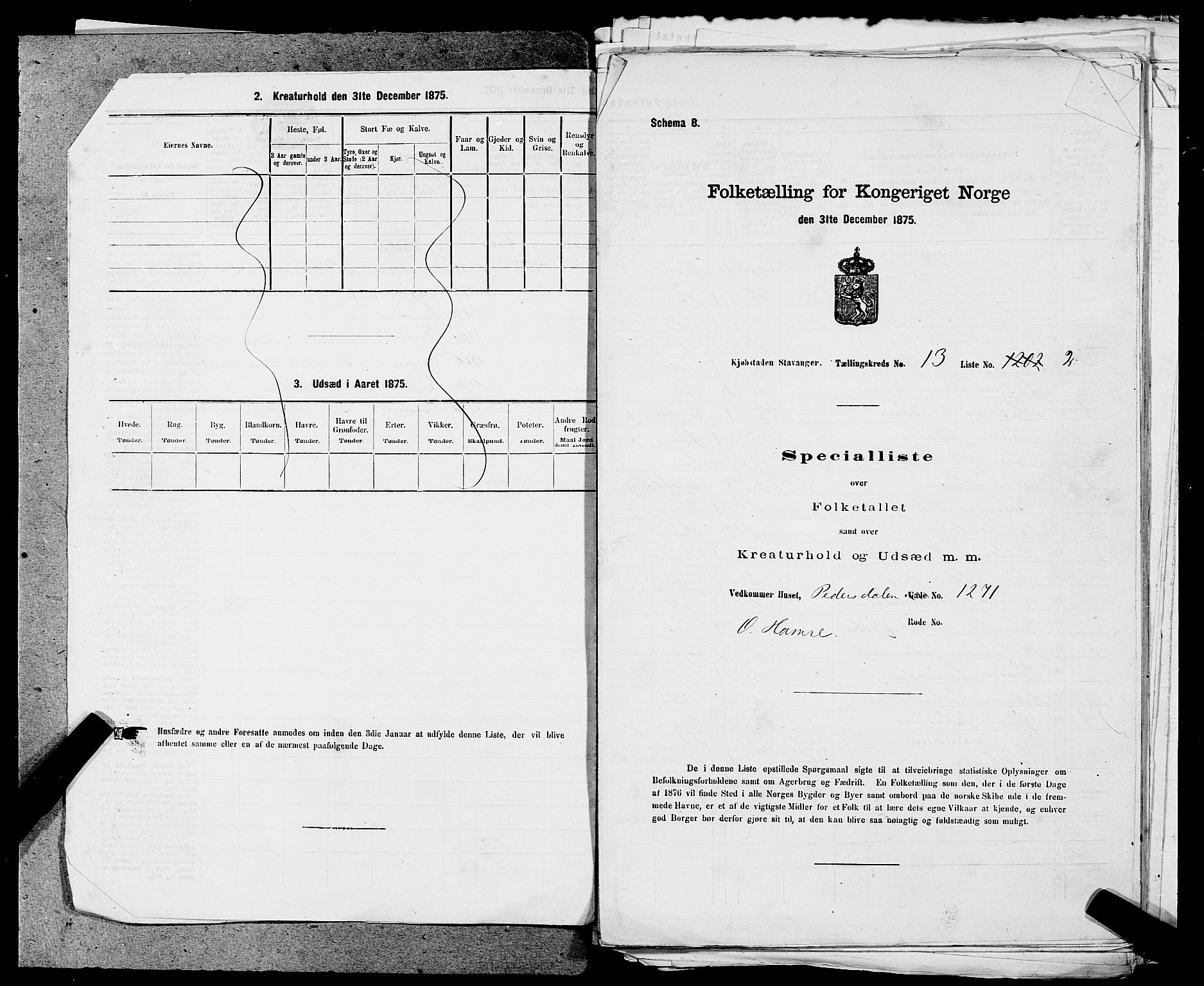 SAST, Folketelling 1875 for 1103 Stavanger kjøpstad, 1875, s. 2507