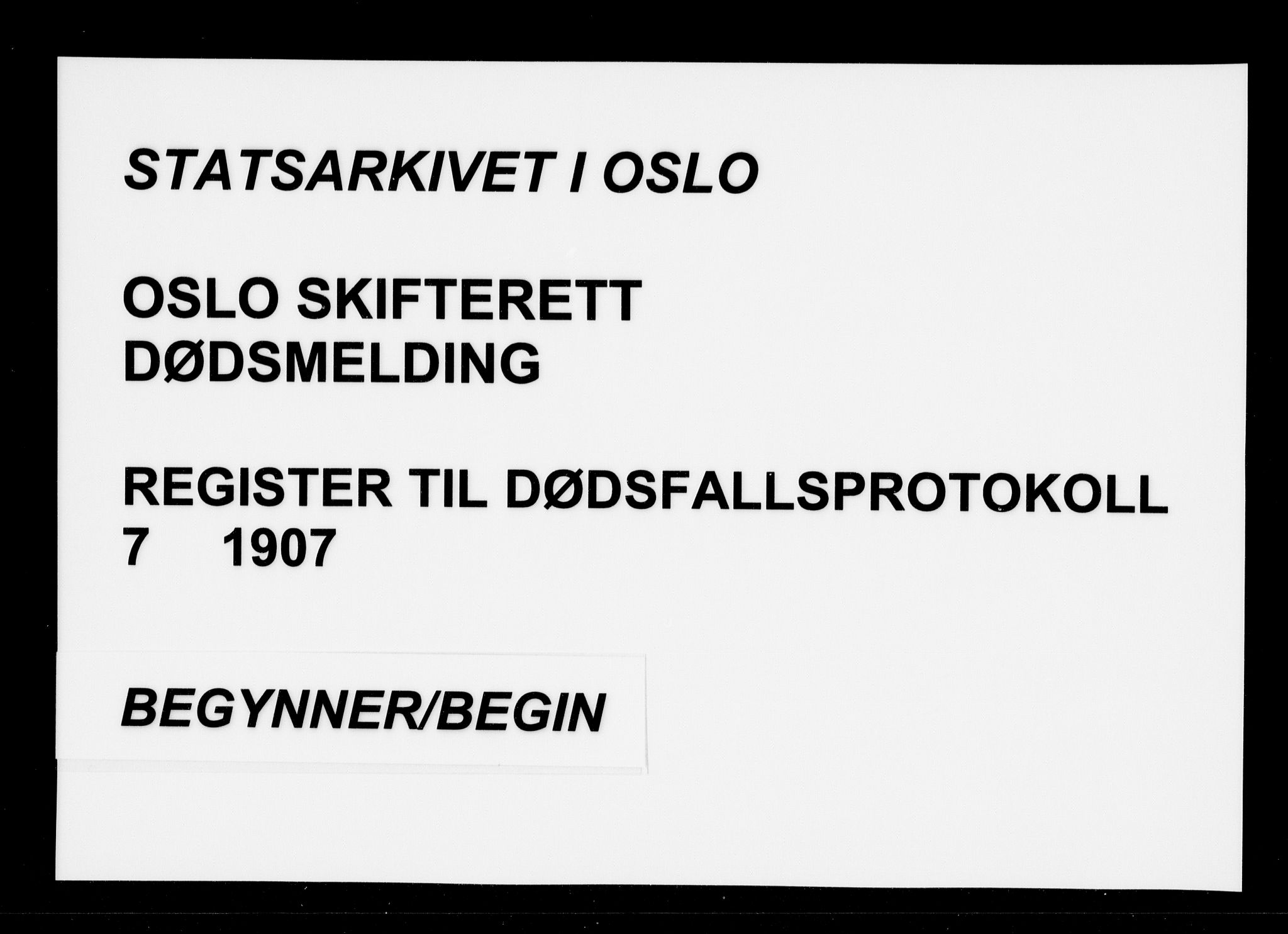 Oslo skifterett, SAO/A-10383/F/Fa/Faa/L0007: Navneregister, 1907