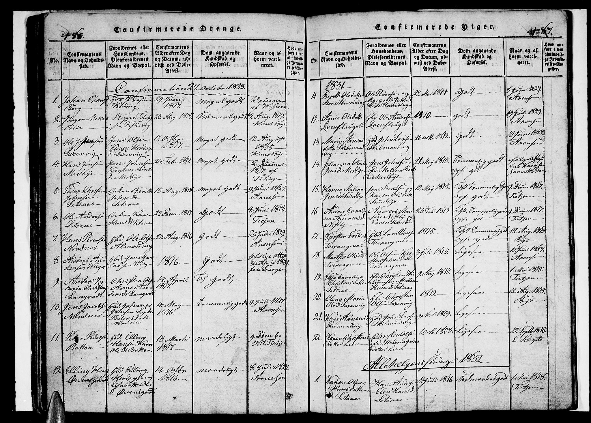 Ministerialprotokoller, klokkerbøker og fødselsregistre - Nordland, AV/SAT-A-1459/847/L0676: Klokkerbok nr. 847C04, 1821-1853, s. 486-487