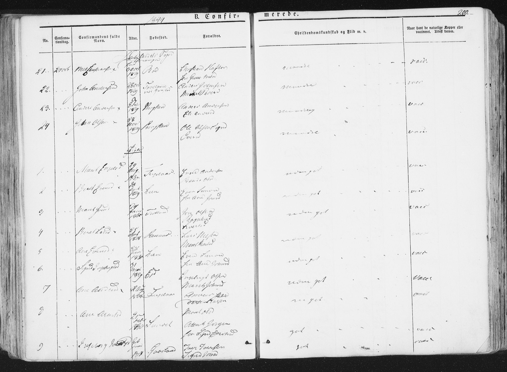 Ministerialprotokoller, klokkerbøker og fødselsregistre - Sør-Trøndelag, SAT/A-1456/691/L1074: Ministerialbok nr. 691A06, 1842-1852, s. 200