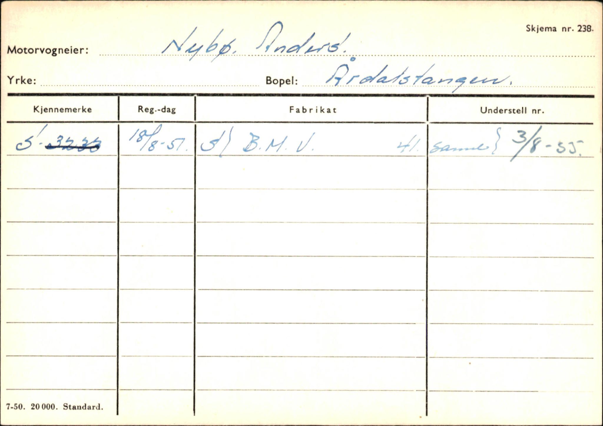 Statens vegvesen, Sogn og Fjordane vegkontor, SAB/A-5301/4/F/L0145: Registerkort Vågsøy S-Å. Årdal I-P, 1945-1975, s. 2175