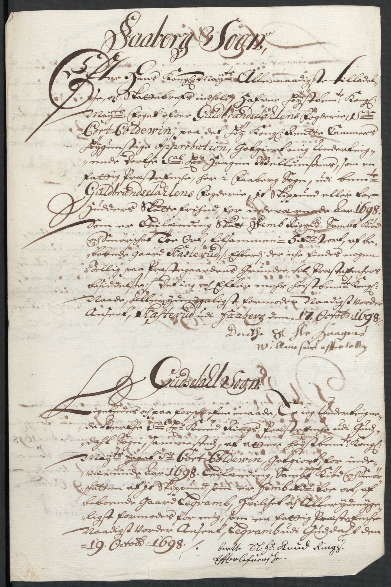 Rentekammeret inntil 1814, Reviderte regnskaper, Fogderegnskap, RA/EA-4092/R17/L1171: Fogderegnskap Gudbrandsdal, 1698, s. 162