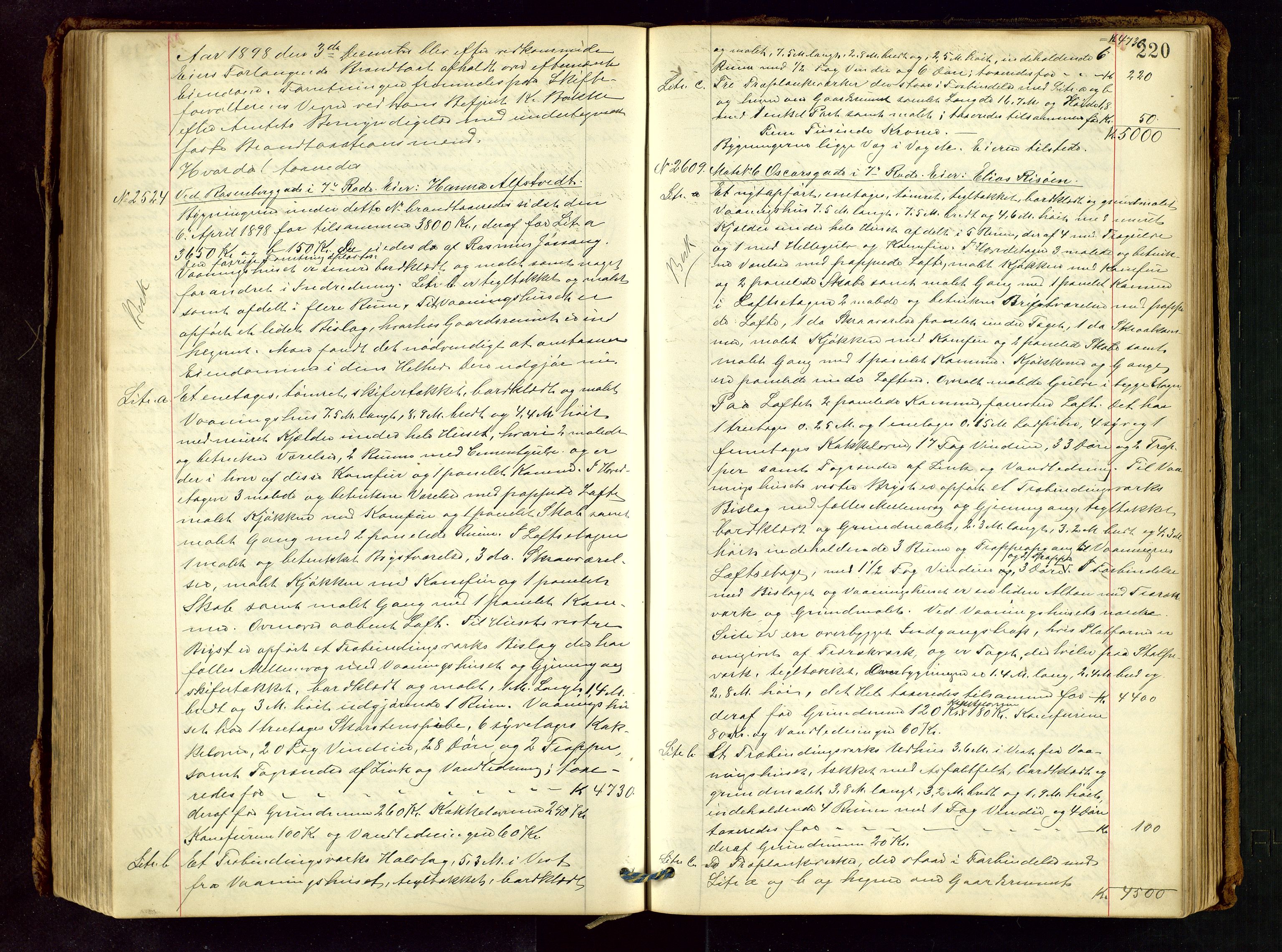 Norges Brannkasse Stavanger, AV/SAST-A-102143/F/Fd/L0003: Branntaksprotokoll nr. 14, 1895-1900, s. 219b-220a