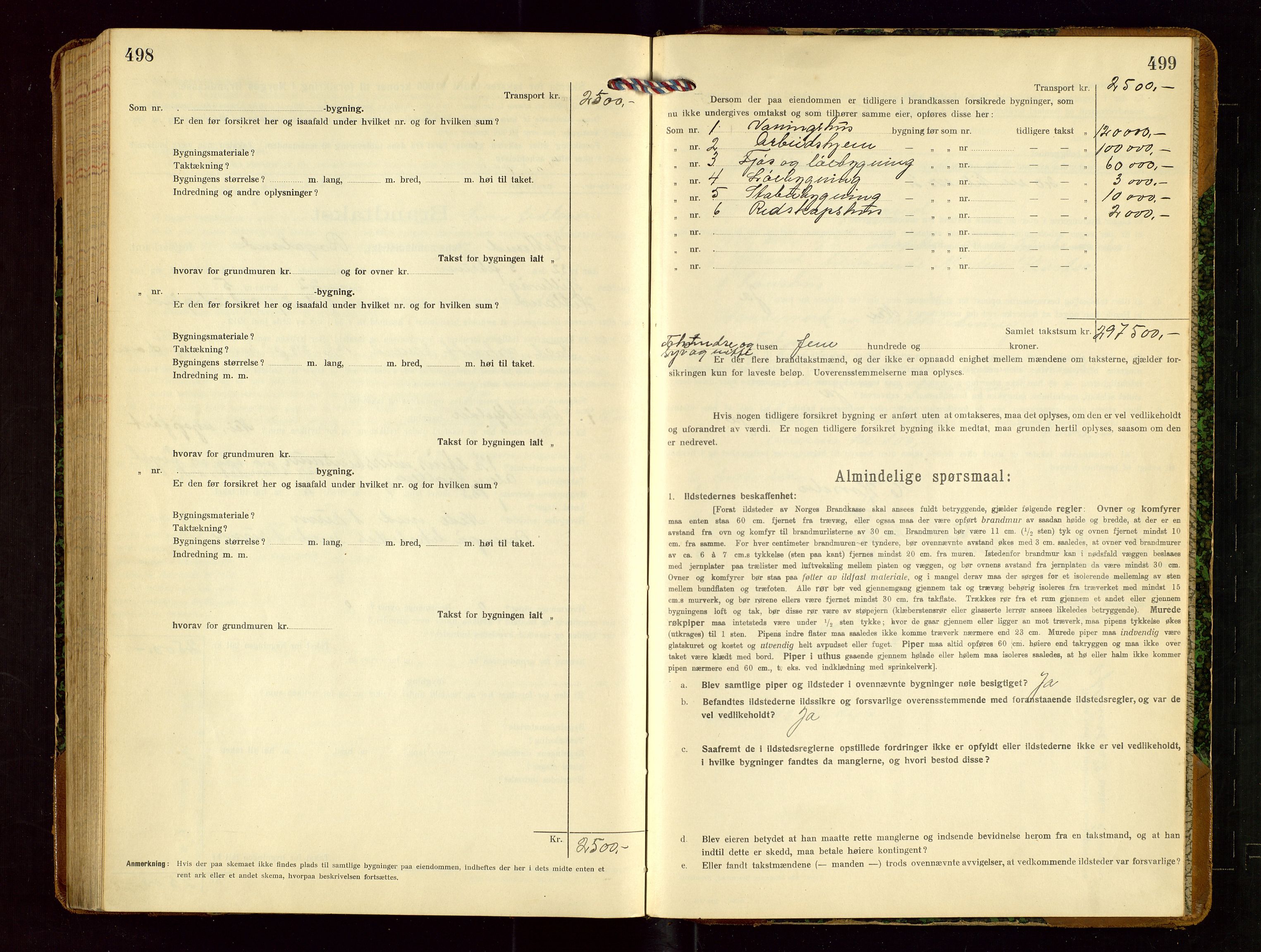 Hetland lensmannskontor, SAST/A-100101/Gob/L0002: "Brandtakstprotokol", 1918-1932, s. 498-499