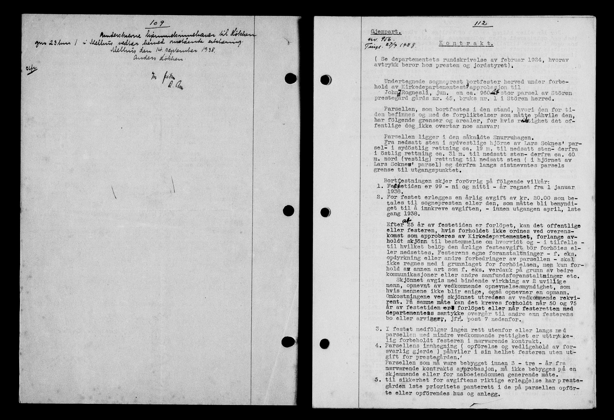 Gauldal sorenskriveri, SAT/A-0014/1/2/2C/L0049: Pantebok nr. 53, 1938-1938, Dagboknr: 956/1938