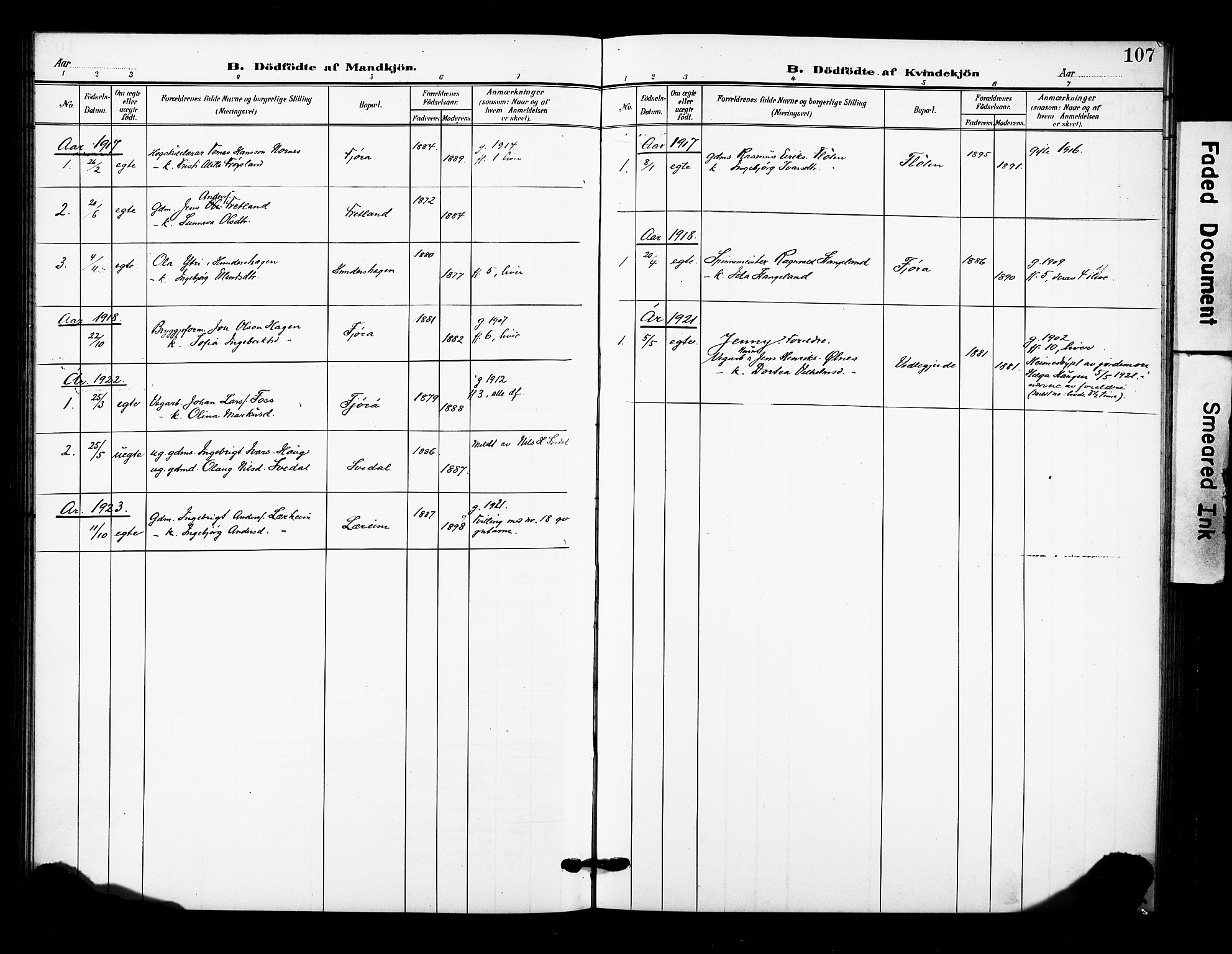 Sogndal sokneprestembete, SAB/A-81301/H/Hab/Haba/L0002: Klokkerbok nr. A 2, 1908-1924, s. 107