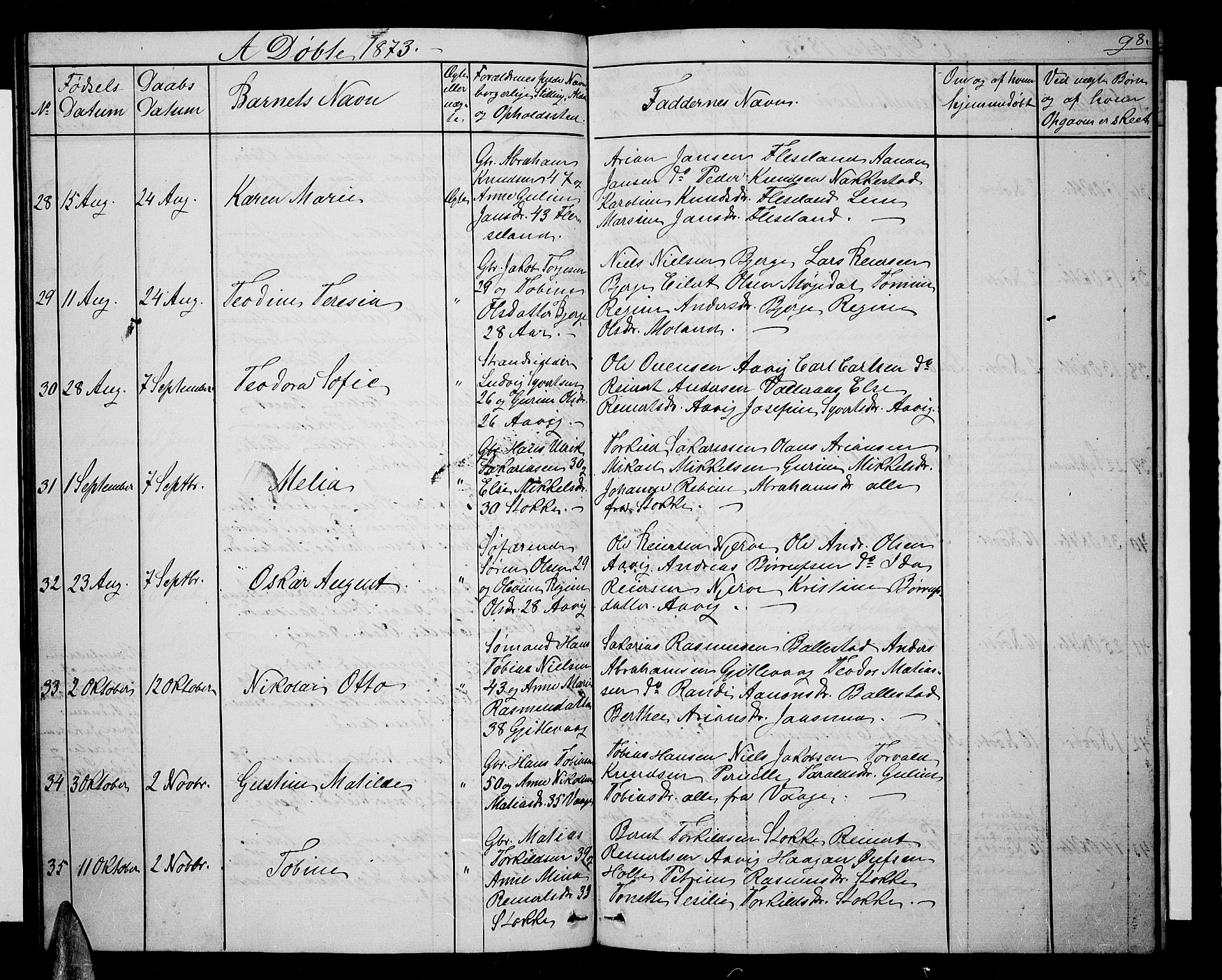 Sør-Audnedal sokneprestkontor, AV/SAK-1111-0039/F/Fb/Fba/L0002: Klokkerbok nr. B 2, 1853-1878, s. 98