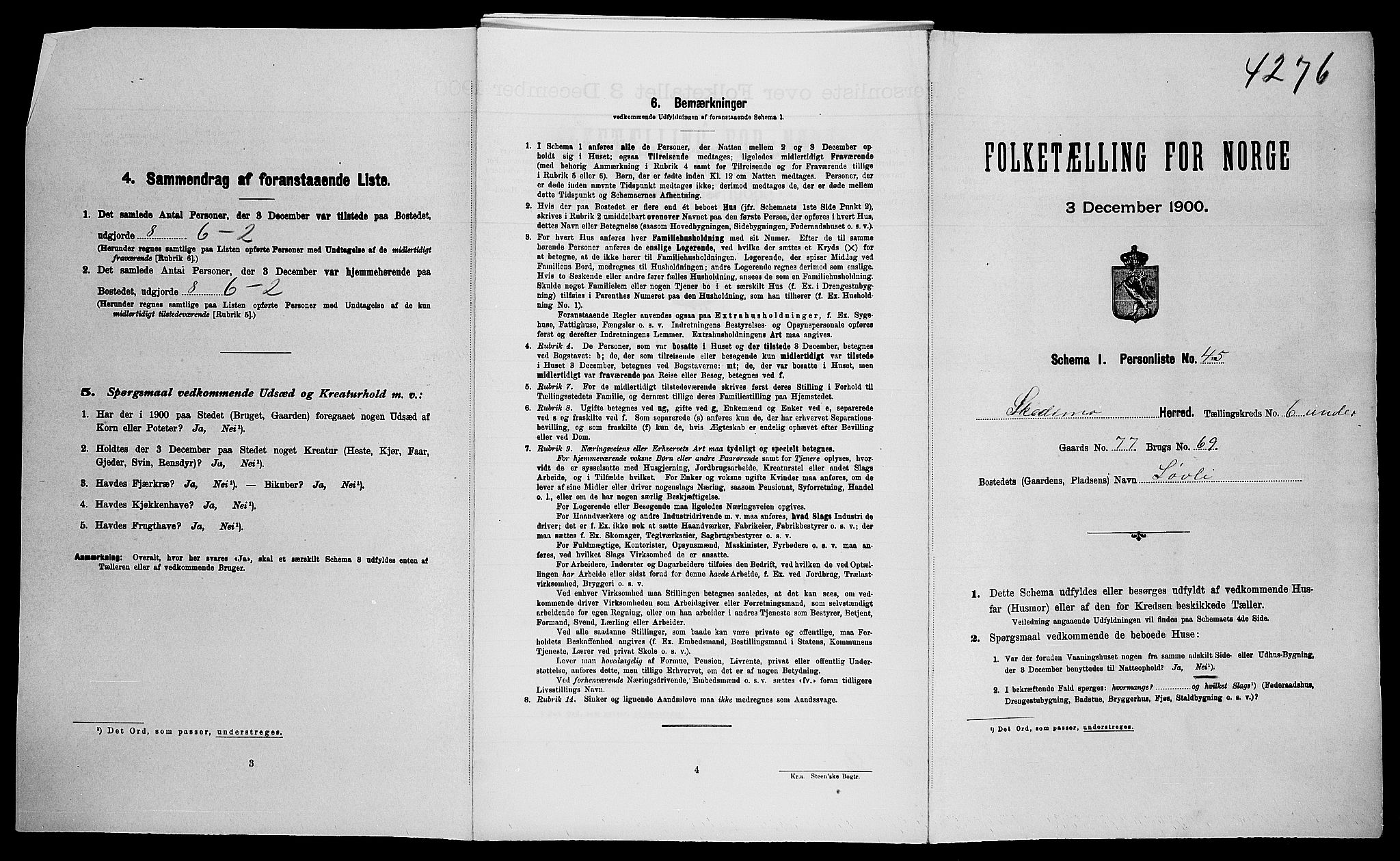 SAO, Folketelling 1900 for 0231 Skedsmo herred, 1900
