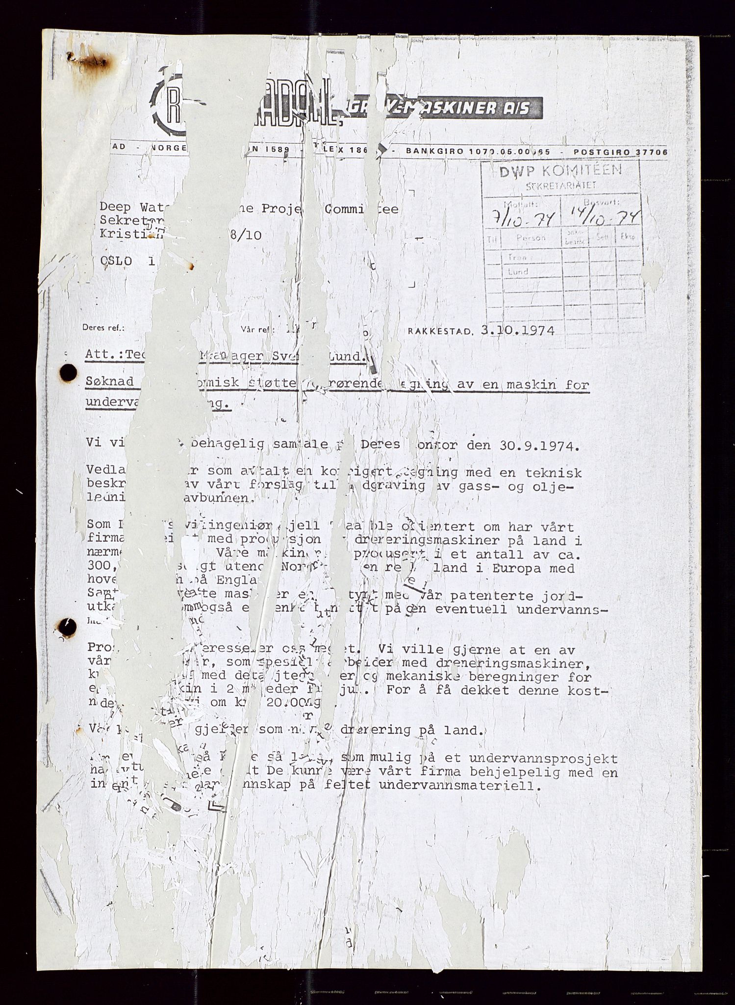 Industridepartementet, Oljekontoret, AV/SAST-A-101348/Di/L0001: DWP, møter juni - november, komiteemøter nr. 19 - 26, 1973-1974, s. 711