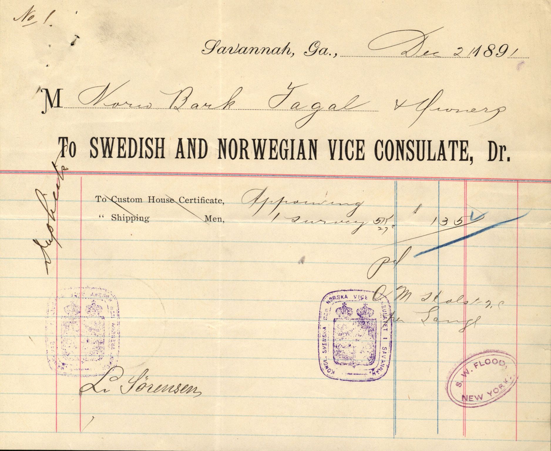 Pa 63 - Østlandske skibsassuranceforening, VEMU/A-1079/G/Ga/L0027/0013: Havaridokumenter / Sylphiden, Stærk, Sacheim, Tagal, Victoria, 1890-1891, s. 38