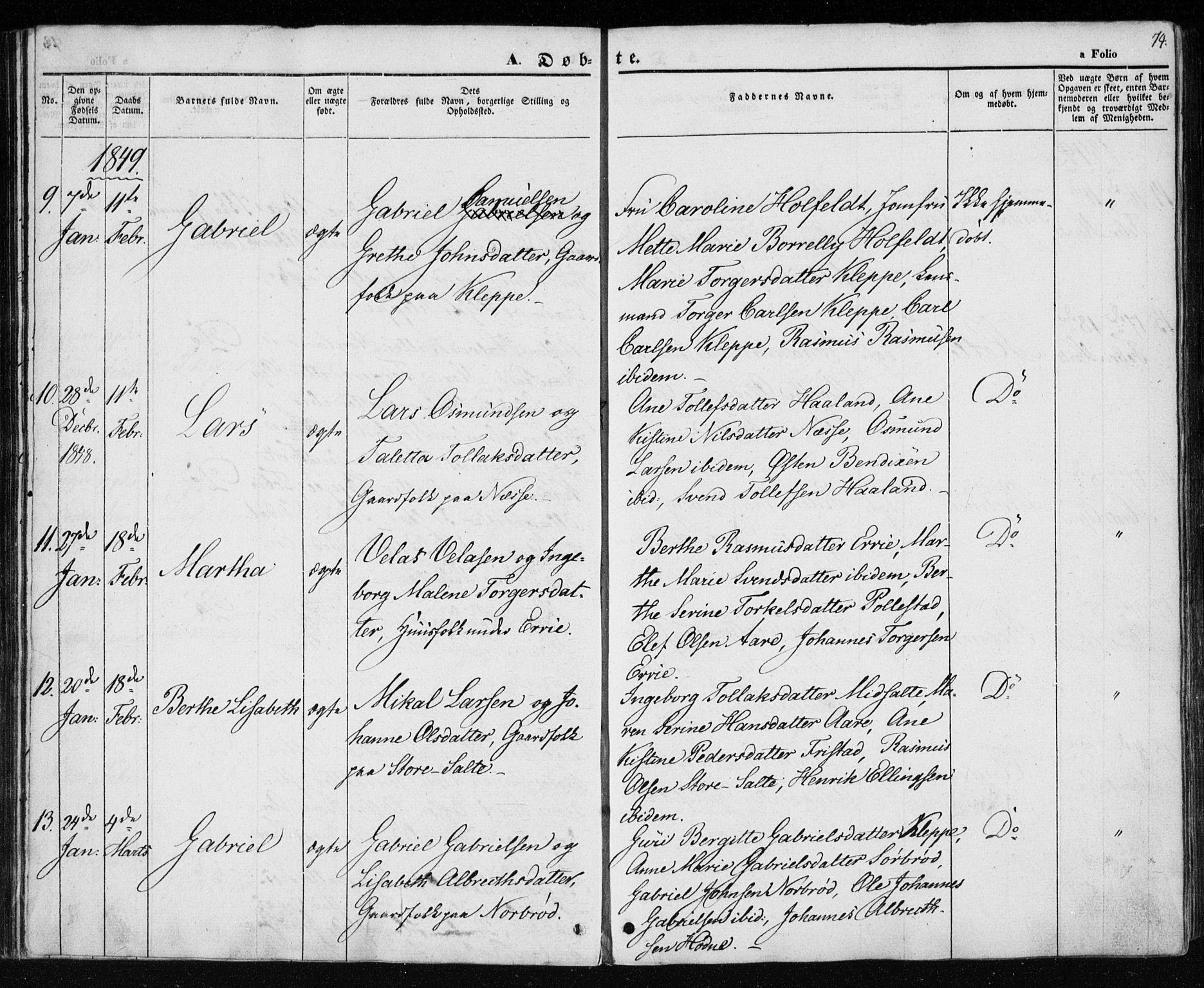 Klepp sokneprestkontor, AV/SAST-A-101803/001/3/30BA/L0004: Ministerialbok nr. A 4, 1842-1852, s. 74