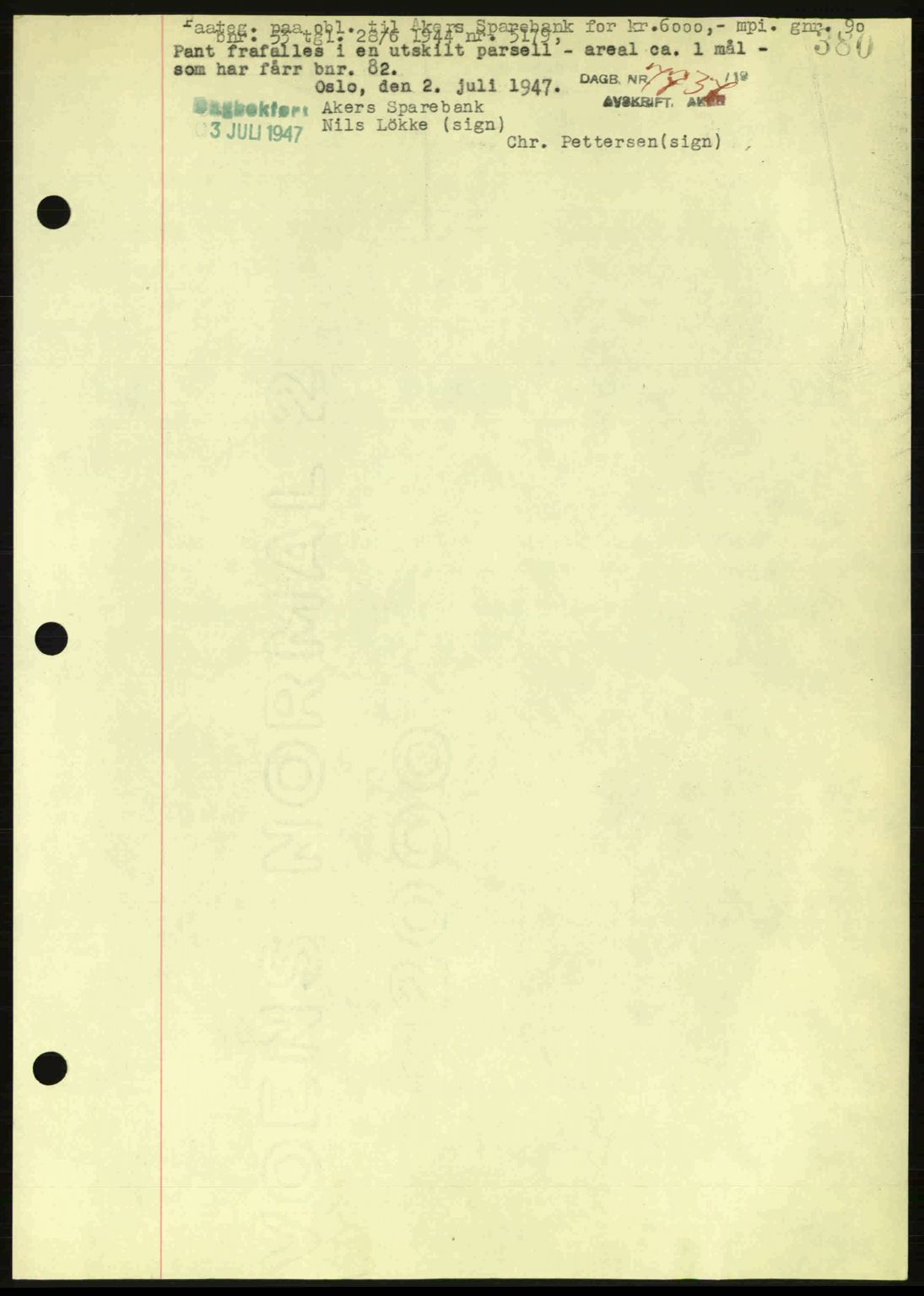 Aker herredsskriveri, SAO/A-10896/G/Gb/Gba/Gbac/L0044: Pantebok nr. B216-217, 1947-1947, Dagboknr: 7737/1947