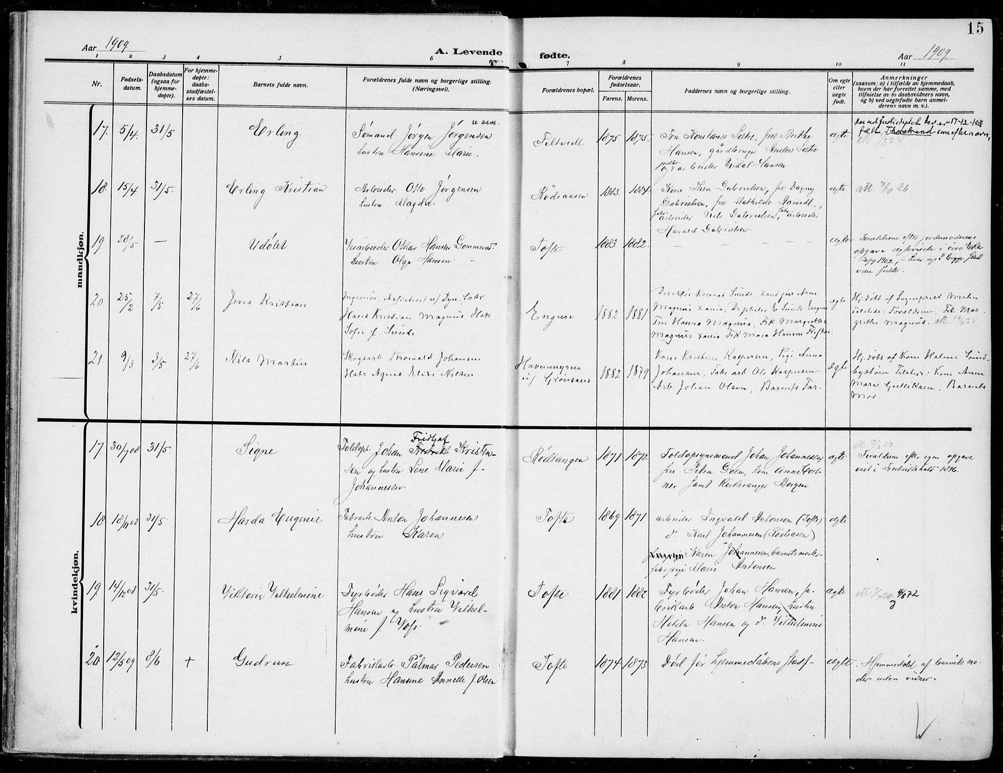 Hurum kirkebøker, AV/SAKO-A-229/F/Fa/L0016: Ministerialbok nr. 16, 1899-1918, s. 15