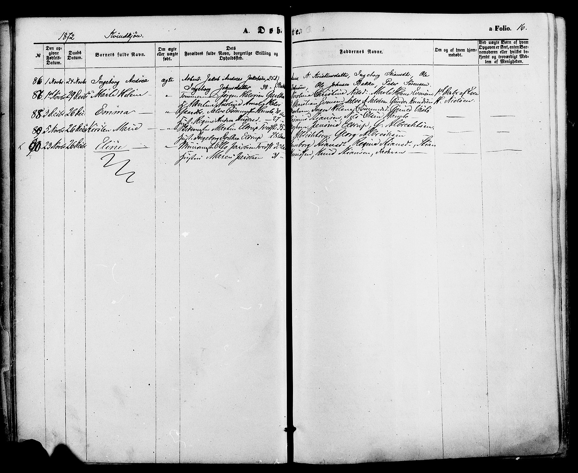 Holt sokneprestkontor, AV/SAK-1111-0021/F/Fa/L0010: Ministerialbok nr. A 10, 1872-1885, s. 16