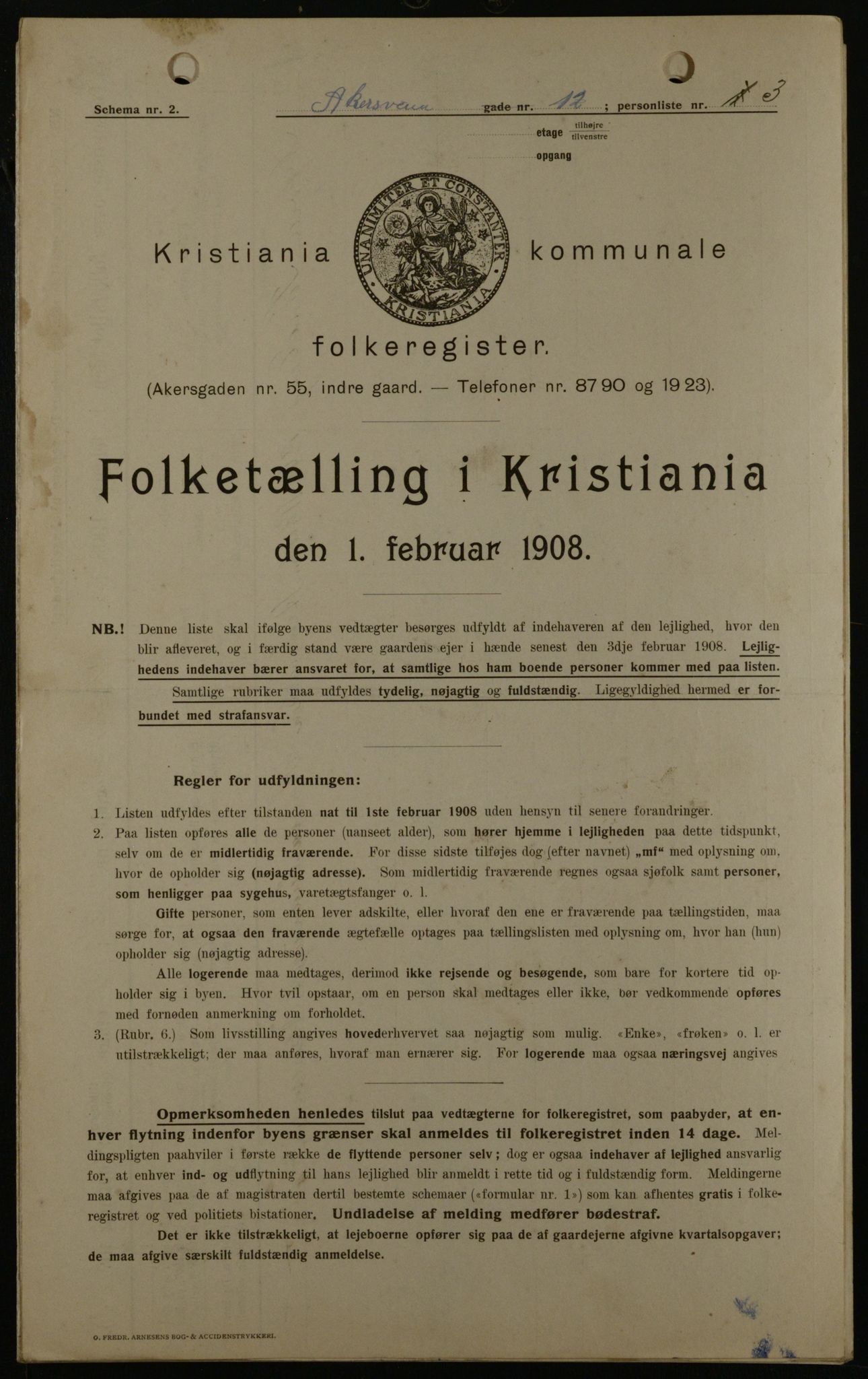 OBA, Kommunal folketelling 1.2.1908 for Kristiania kjøpstad, 1908, s. 1047