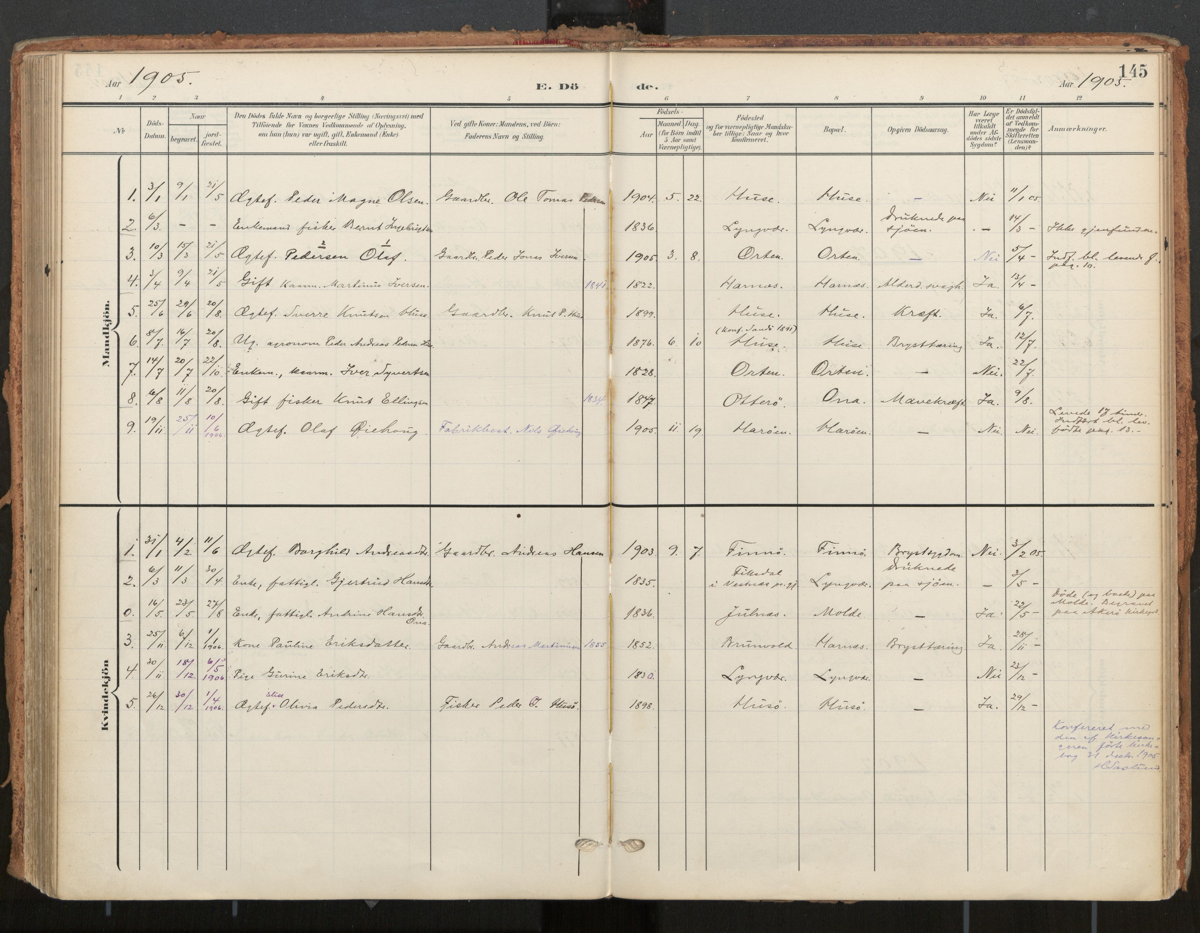 Ministerialprotokoller, klokkerbøker og fødselsregistre - Møre og Romsdal, SAT/A-1454/561/L0730: Ministerialbok nr. 561A04, 1901-1929, s. 145