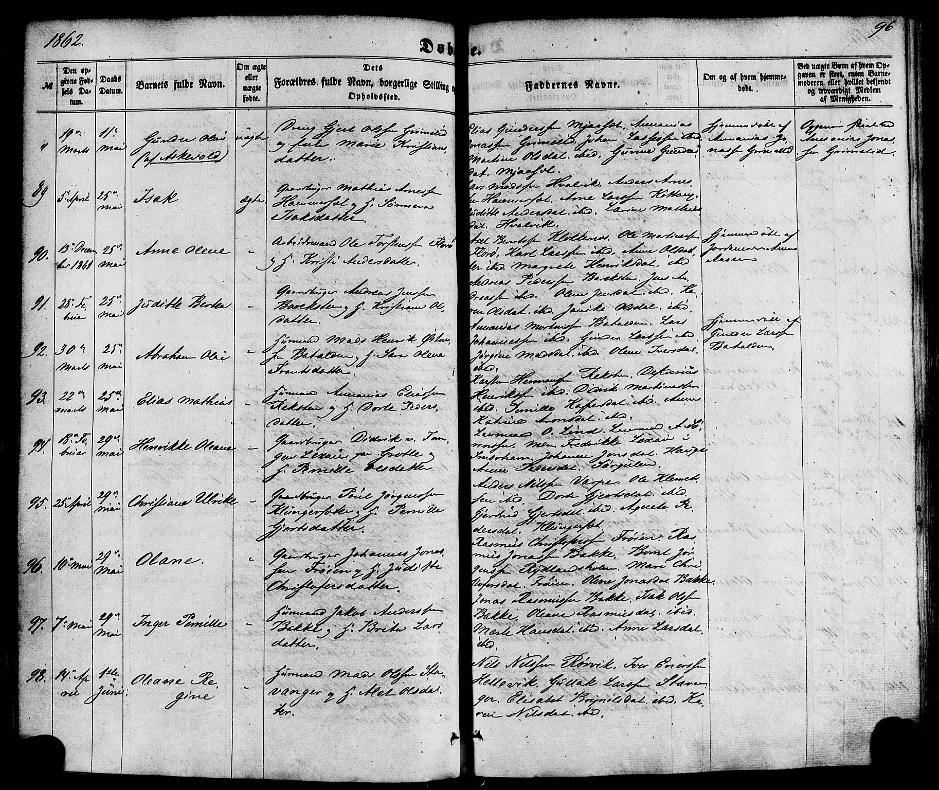 Kinn sokneprestembete, AV/SAB-A-80801/H/Haa/Haaa/L0006: Ministerialbok nr. A 6, 1857-1885, s. 96