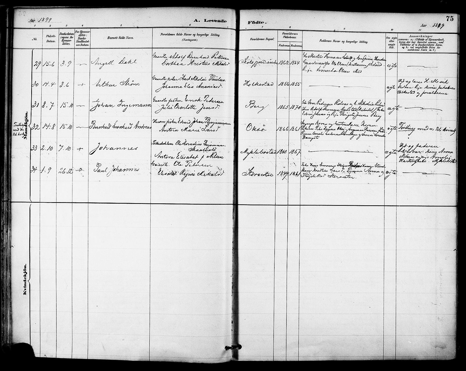 Ministerialprotokoller, klokkerbøker og fødselsregistre - Nordland, AV/SAT-A-1459/855/L0803: Ministerialbok nr. 855A11, 1887-1905, s. 75