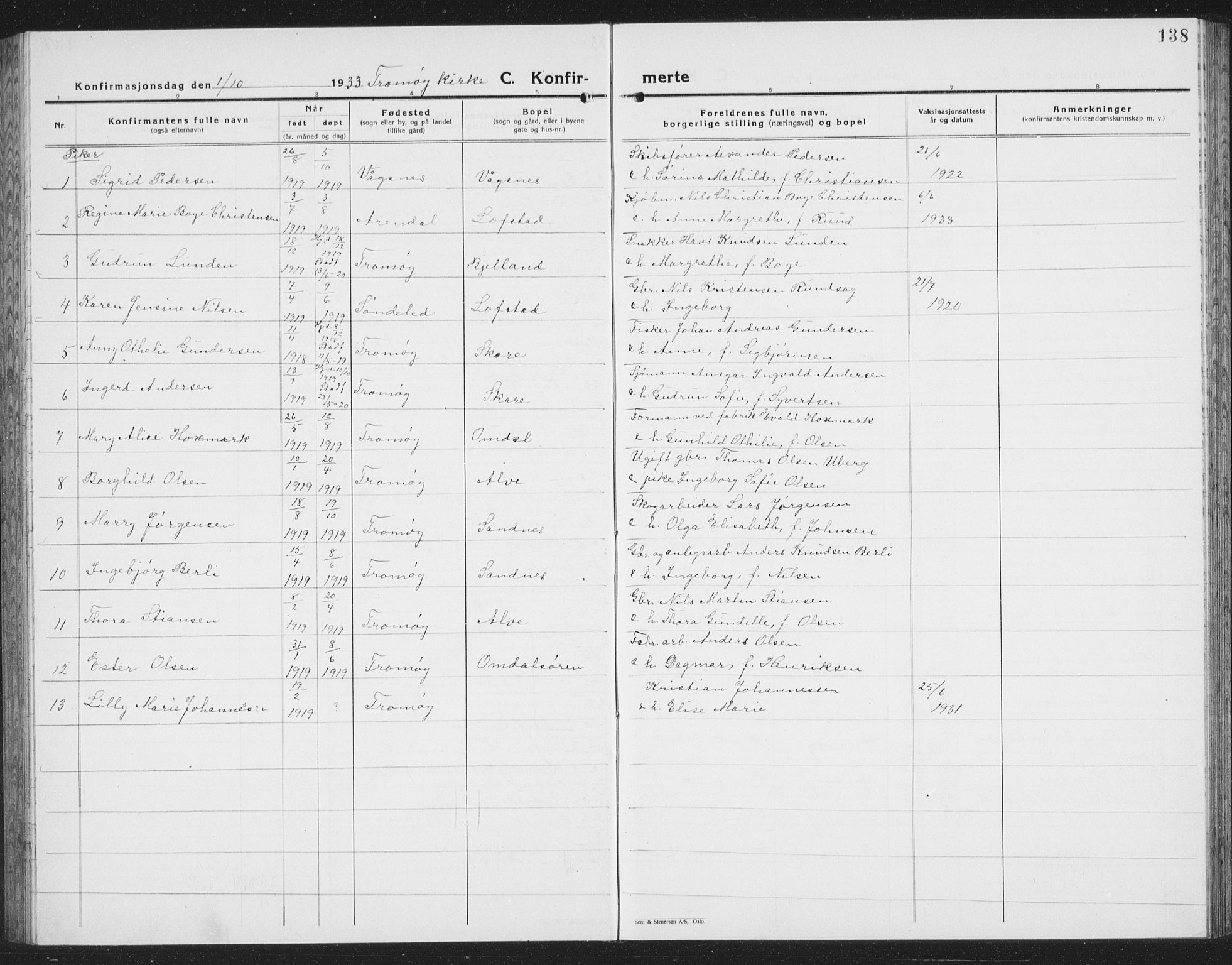 Tromøy sokneprestkontor, AV/SAK-1111-0041/F/Fb/L0008: Klokkerbok nr. B 8, 1925-1938, s. 138