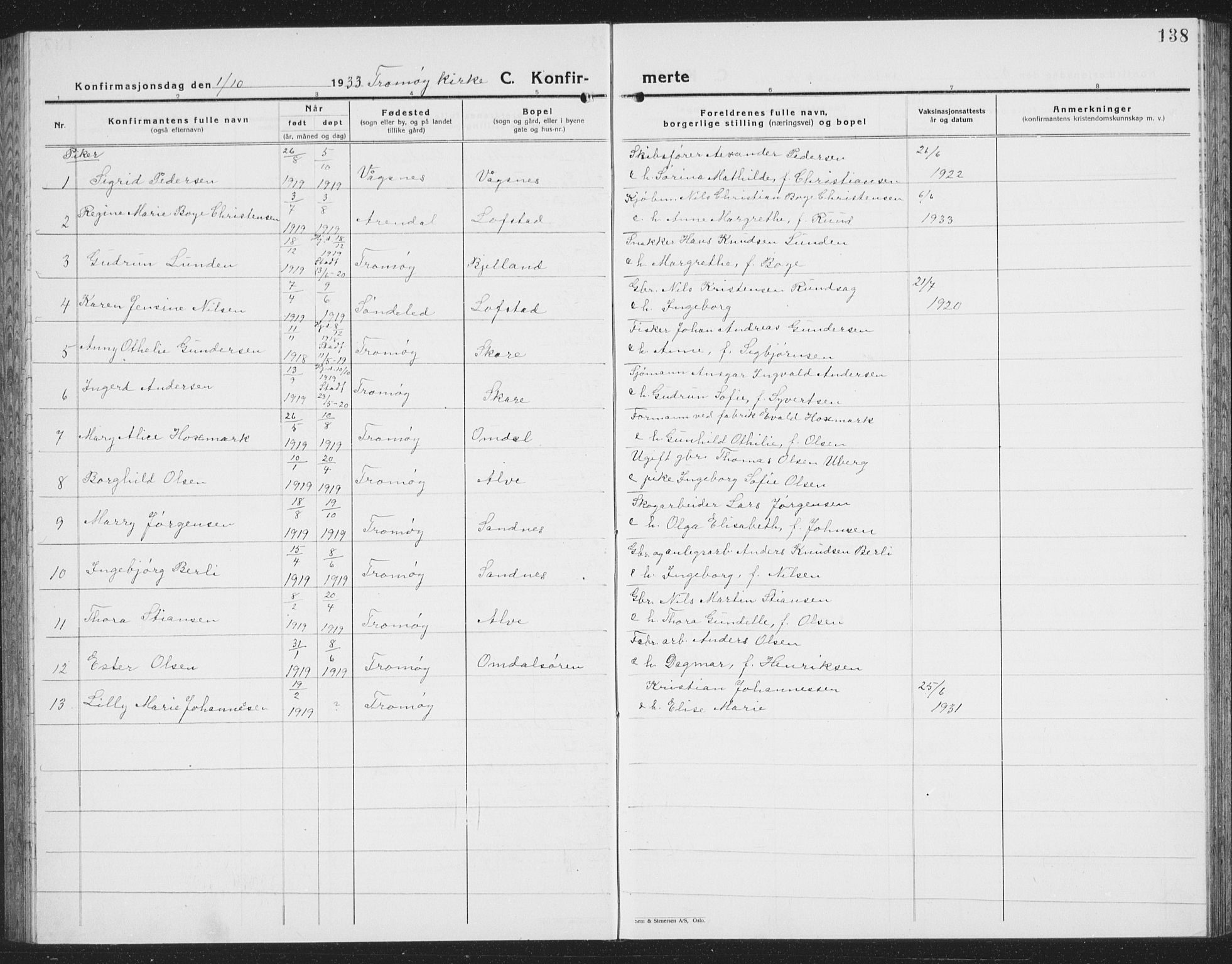 Tromøy sokneprestkontor, SAK/1111-0041/F/Fb/L0008: Klokkerbok nr. B 8, 1925-1938, s. 138