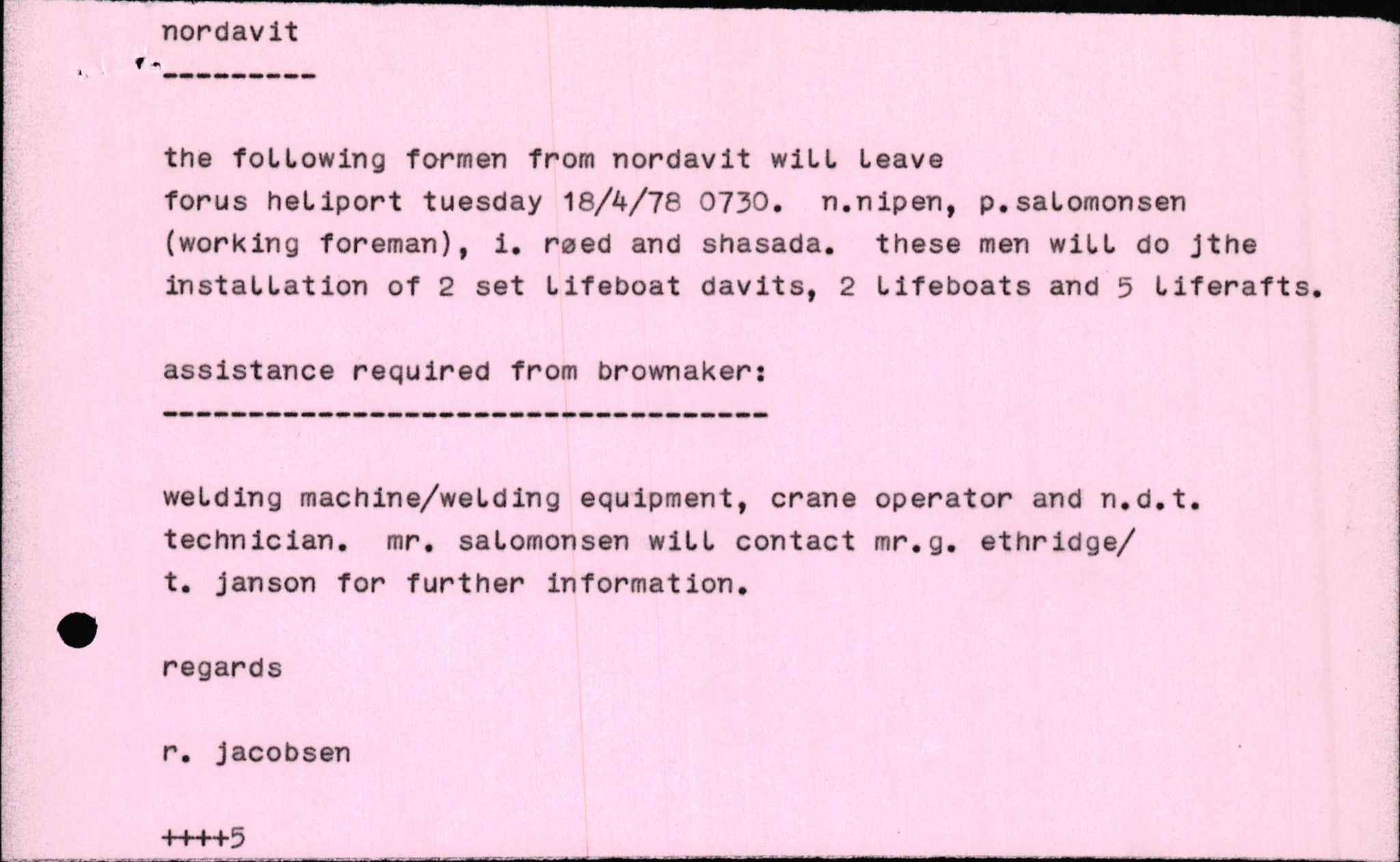 Pa 1503 - Stavanger Drilling AS, AV/SAST-A-101906/2/E/Eb/Eba/L0010: Sak og korrespondanse, 1977-1981