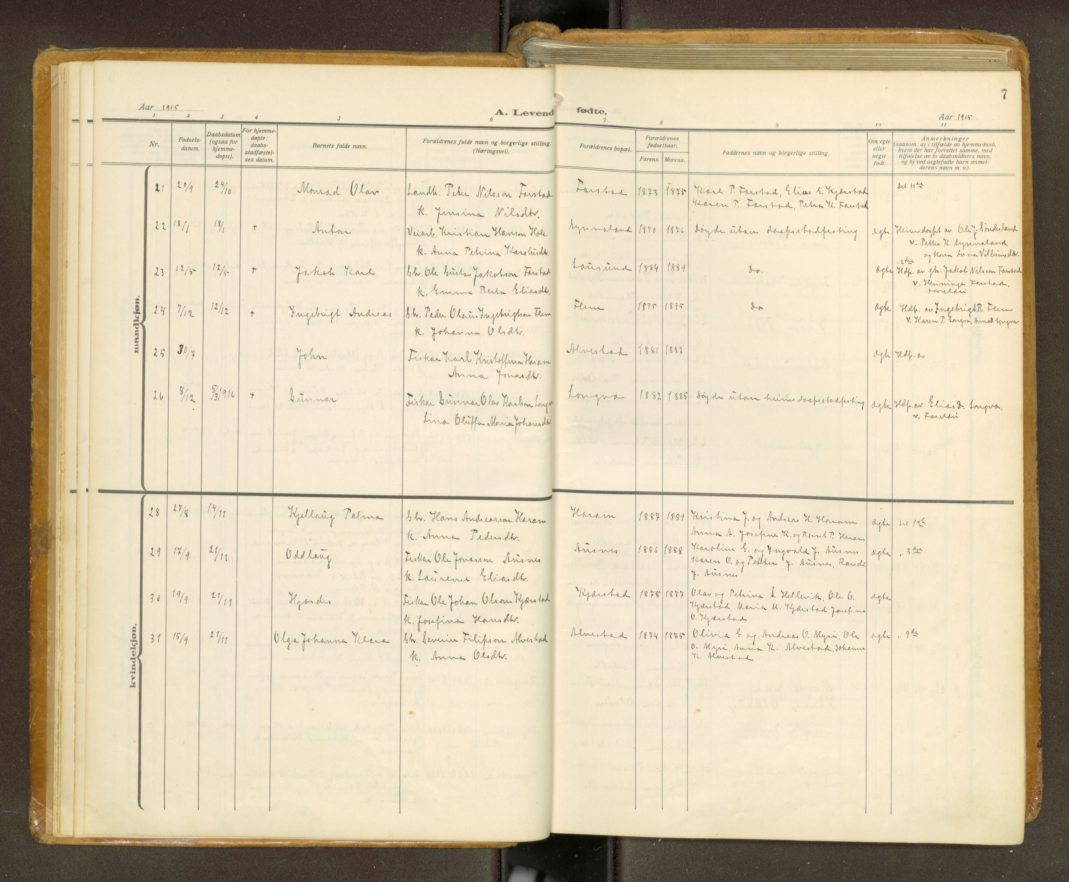 Ministerialprotokoller, klokkerbøker og fødselsregistre - Møre og Romsdal, AV/SAT-A-1454/536/L0518: Ministerialbok nr. 536A--, 1914-1931, s. 7