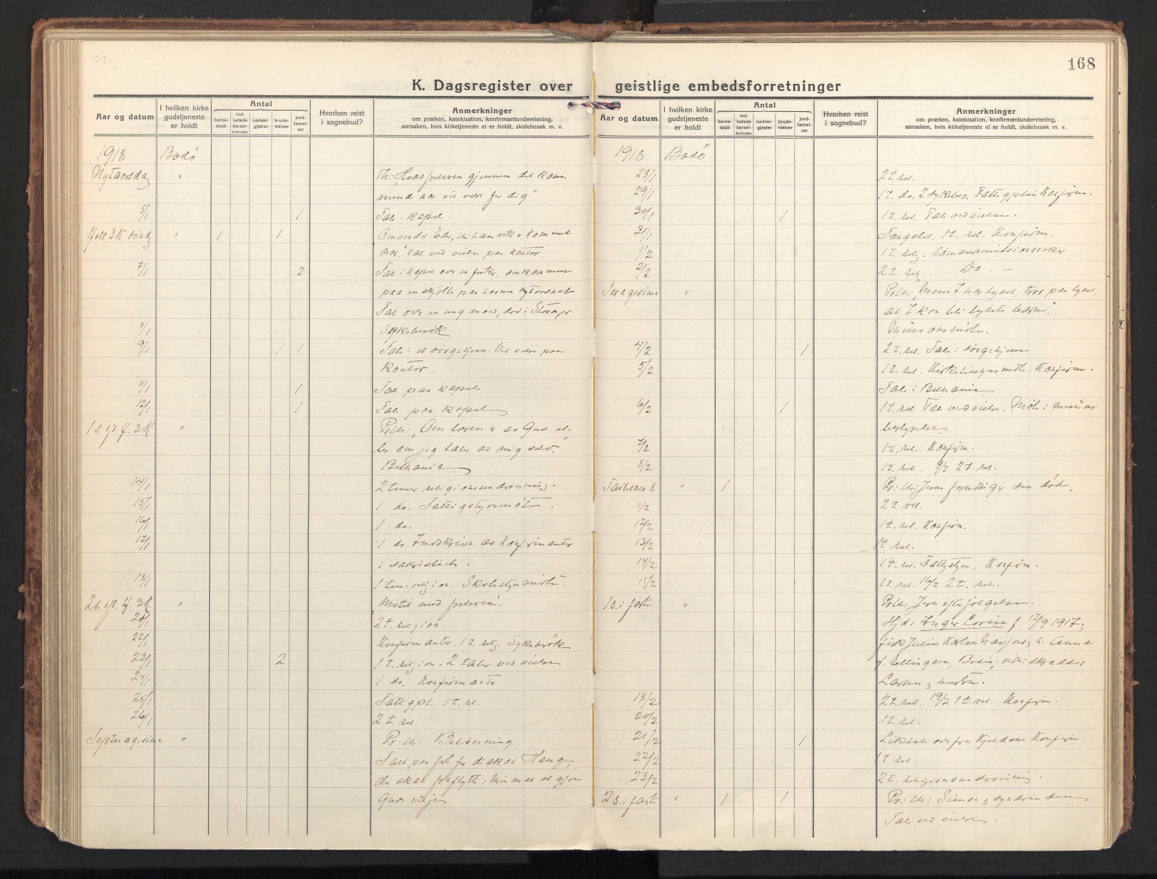 Ministerialprotokoller, klokkerbøker og fødselsregistre - Nordland, AV/SAT-A-1459/801/L0018: Ministerialbok nr. 801A18, 1916-1930, s. 168