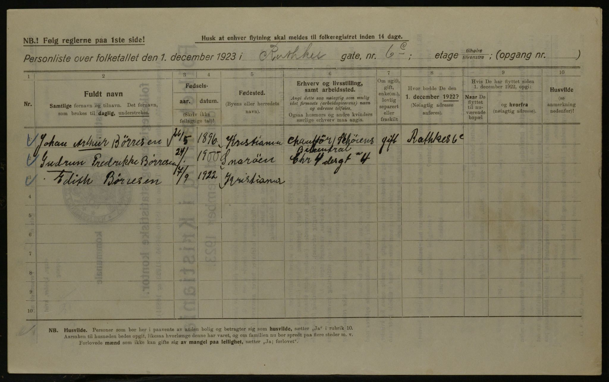 OBA, Kommunal folketelling 1.12.1923 for Kristiania, 1923, s. 90895