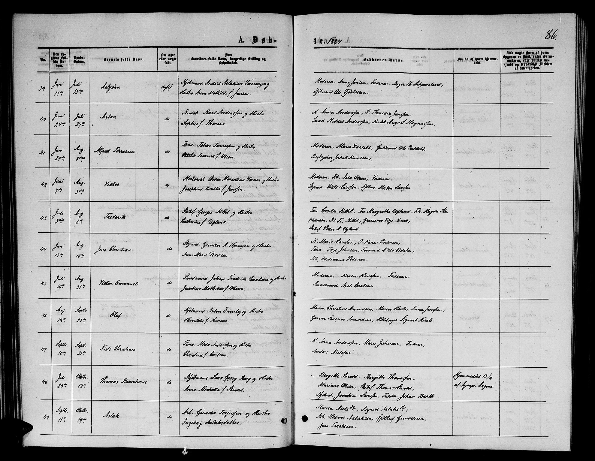 Arendal sokneprestkontor, Trefoldighet, AV/SAK-1111-0040/F/Fb/L0005: Klokkerbok nr. B 5, 1874-1888, s. 86