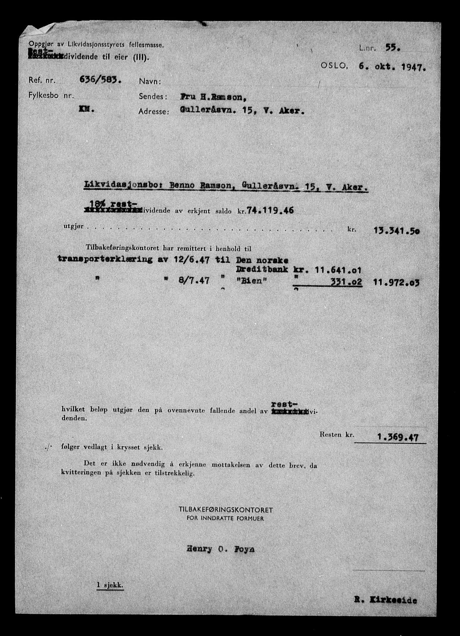 Justisdepartementet, Tilbakeføringskontoret for inndratte formuer, AV/RA-S-1564/H/Hc/Hcc/L0971: --, 1945-1947, s. 540