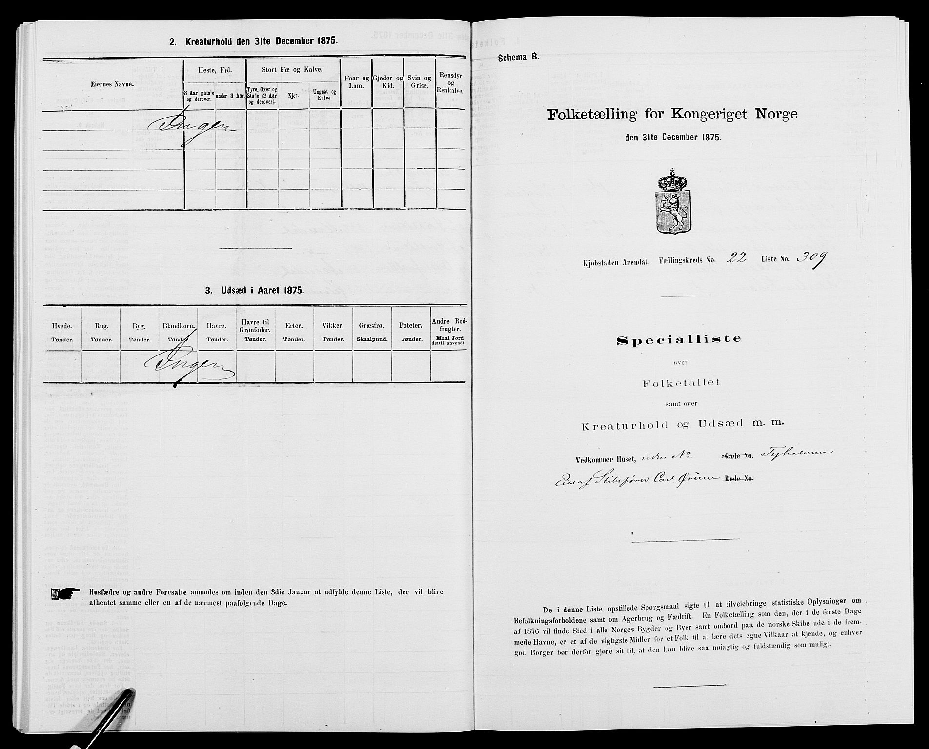 SAK, Folketelling 1875 for 0903P Arendal prestegjeld, 1875, s. 717