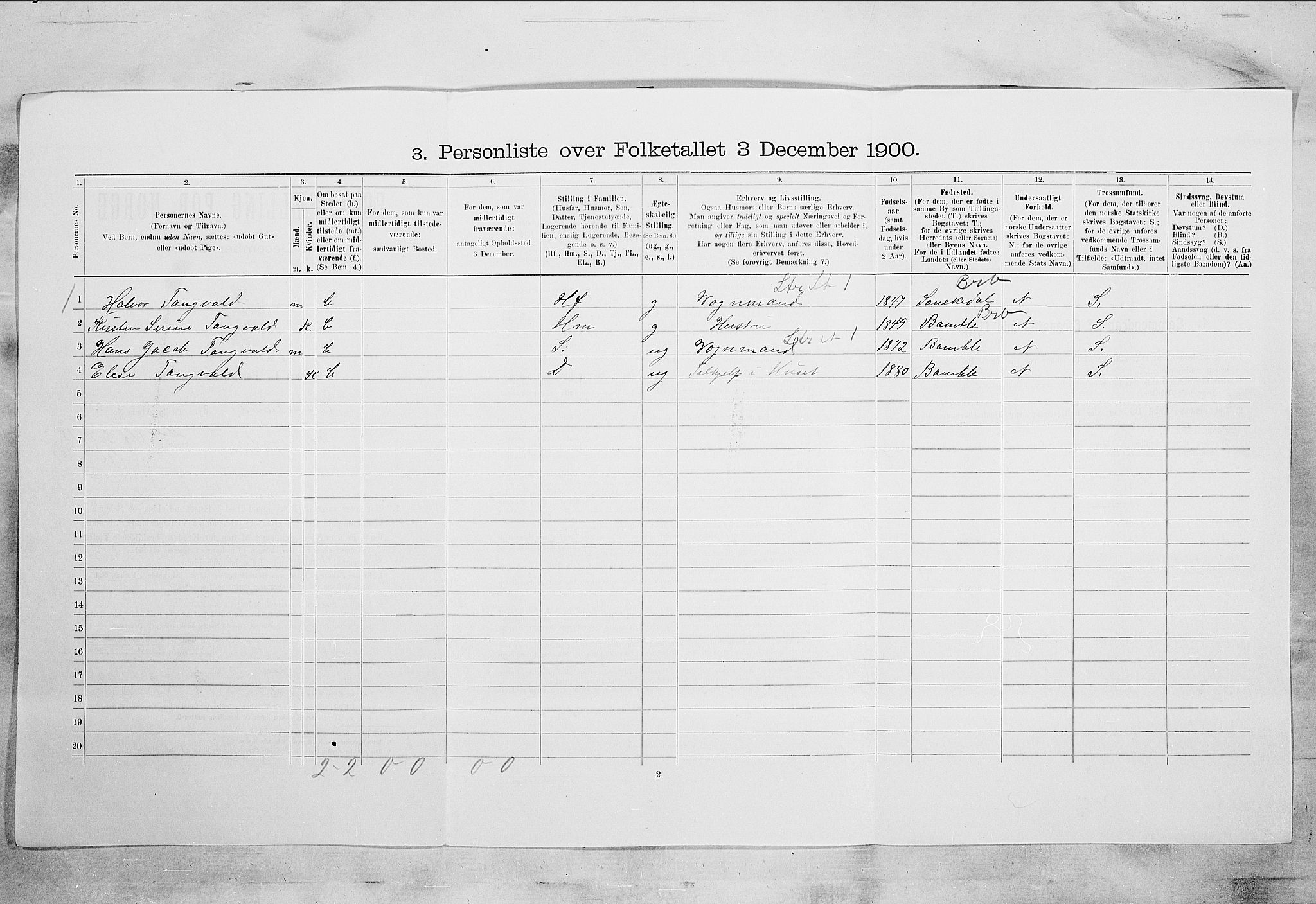 SAKO, Folketelling 1900 for 0802 Langesund ladested, 1900, s. 493