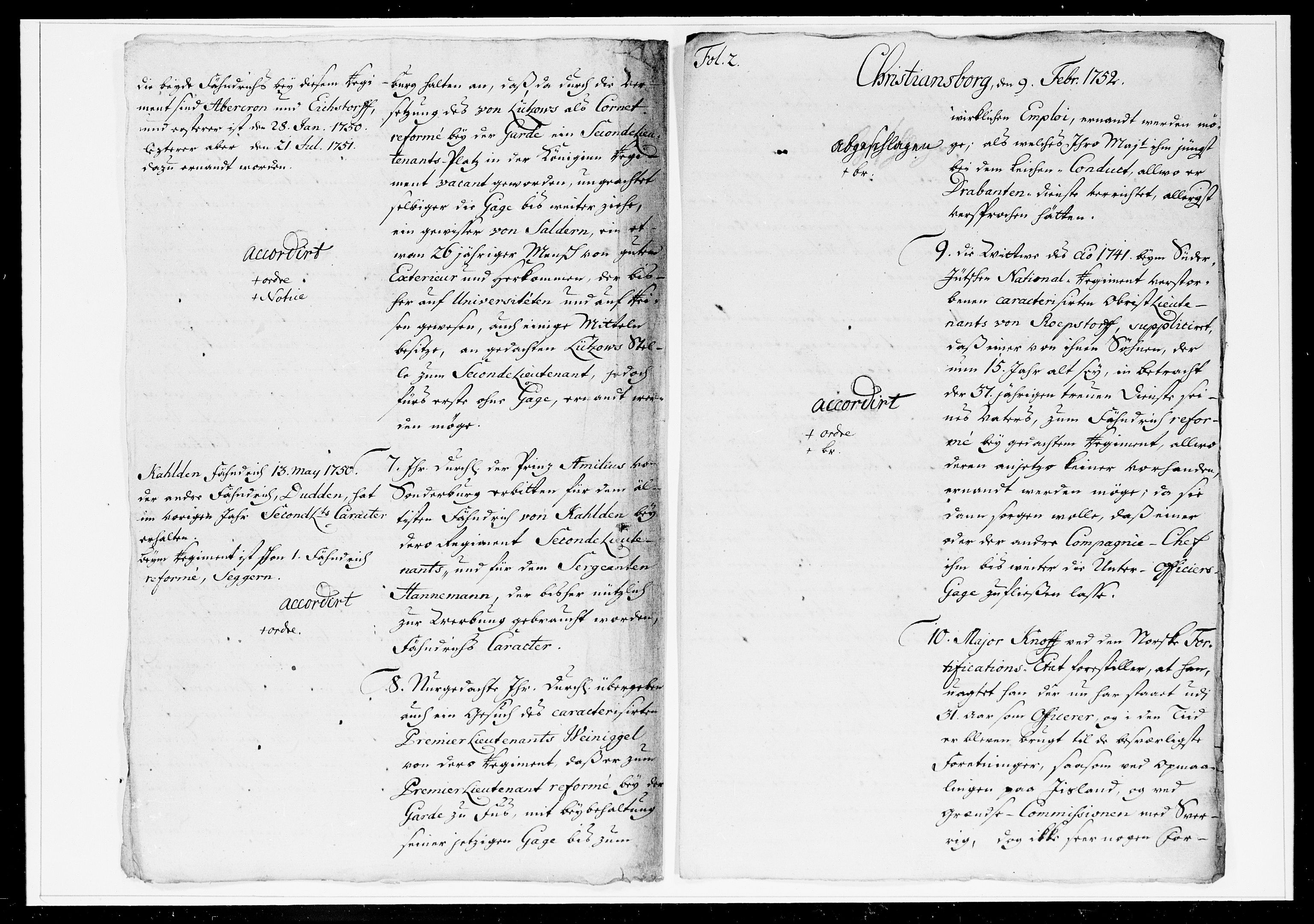 Krigskollegiet, Krigskancelliet, DRA/A-0006/-/1233-1240: Refererede sager, 1752, s. 23