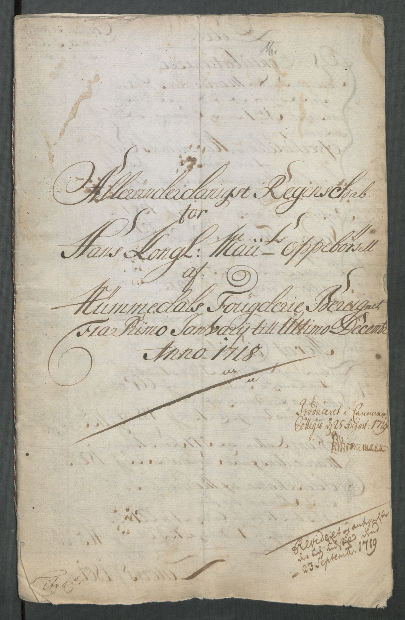 Rentekammeret inntil 1814, Reviderte regnskaper, Fogderegnskap, RA/EA-4092/R64/L4439: Fogderegnskap Namdal, 1718, s. 3