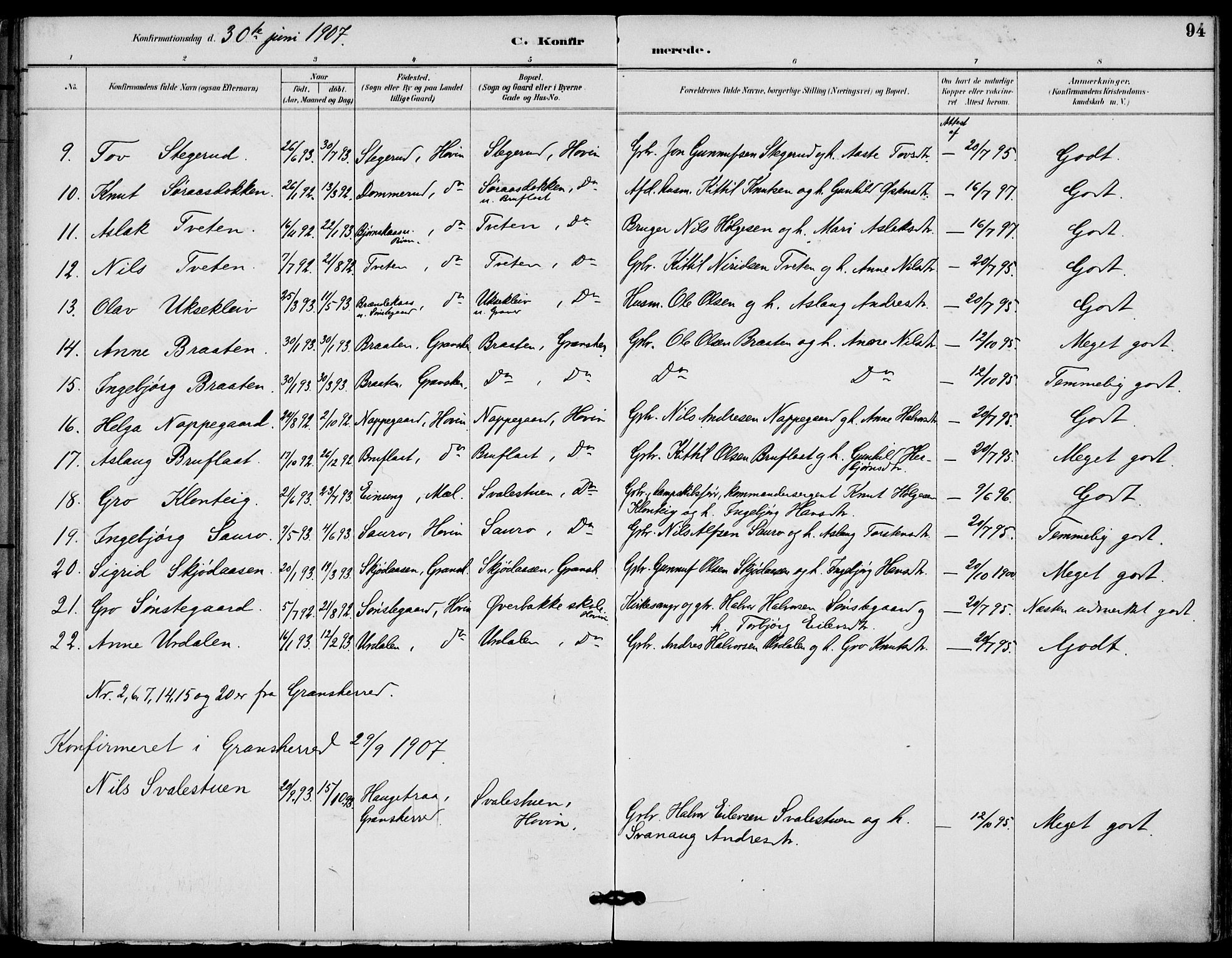 Gransherad kirkebøker, AV/SAKO-A-267/F/Fb/L0005: Ministerialbok nr. II 5, 1887-1916, s. 94