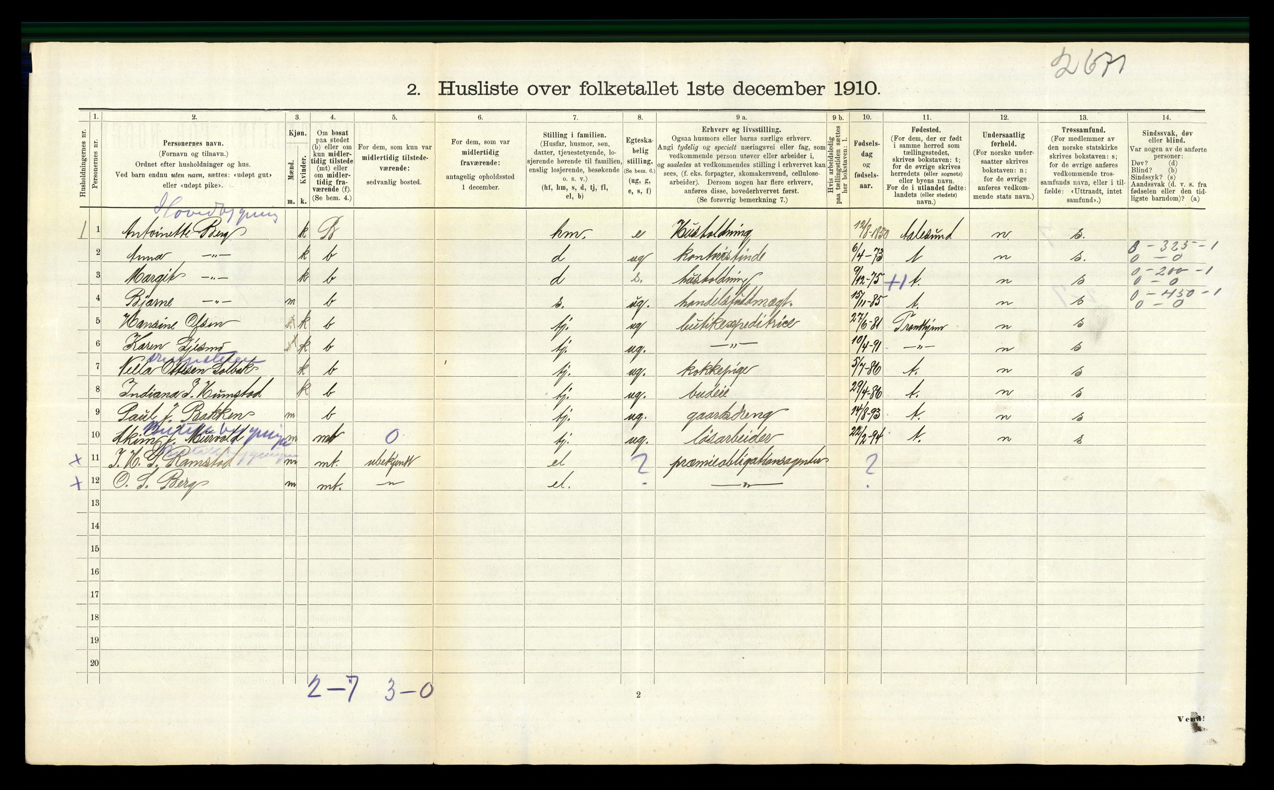 RA, Folketelling 1910 for 1630 Aa herred, 1910, s. 547