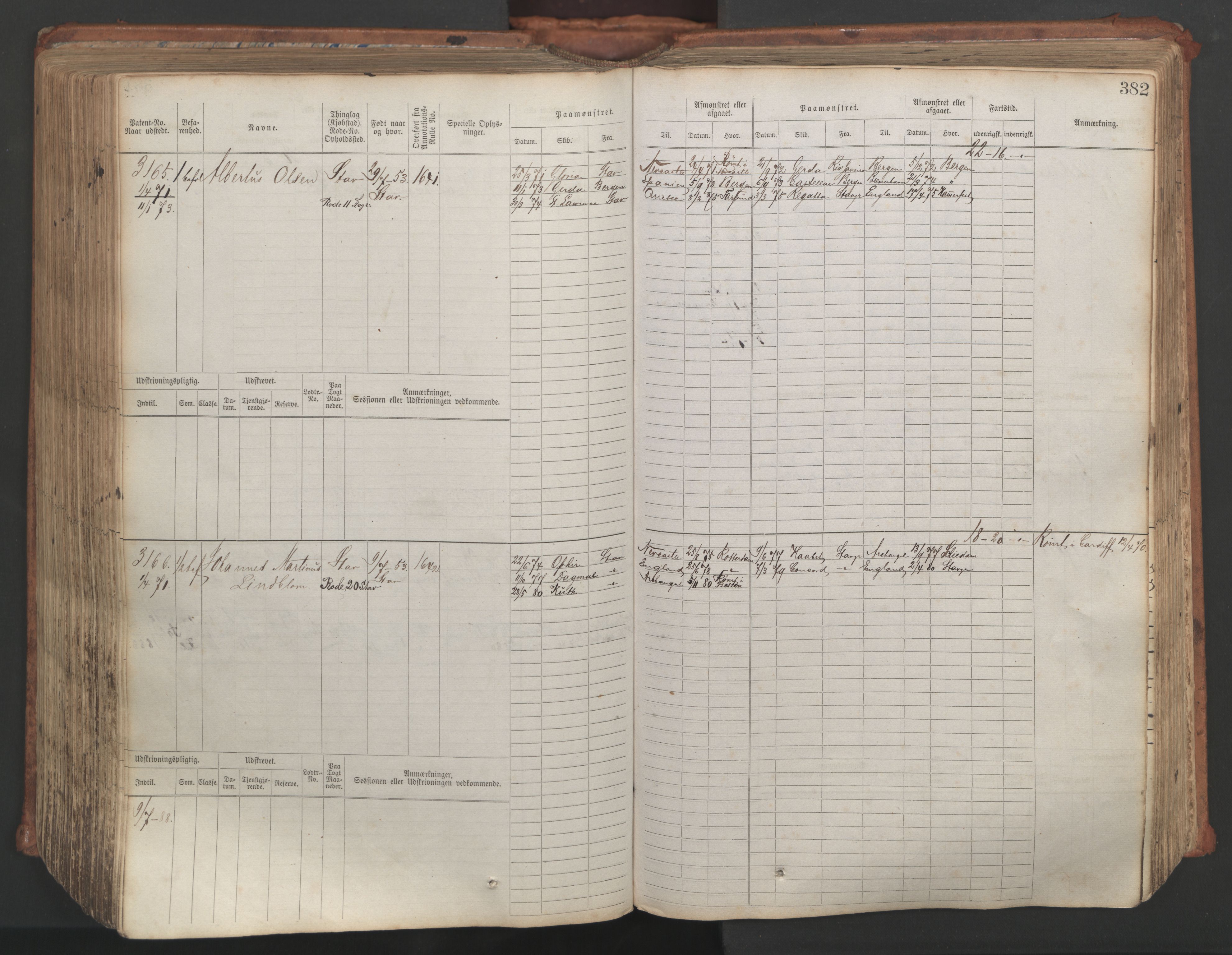 Stavanger sjømannskontor, AV/SAST-A-102006/F/Fb/Fbb/L0007: Sjøfartshovedrulle, patentnr. 2403-3604, 1869-1880, s. 429