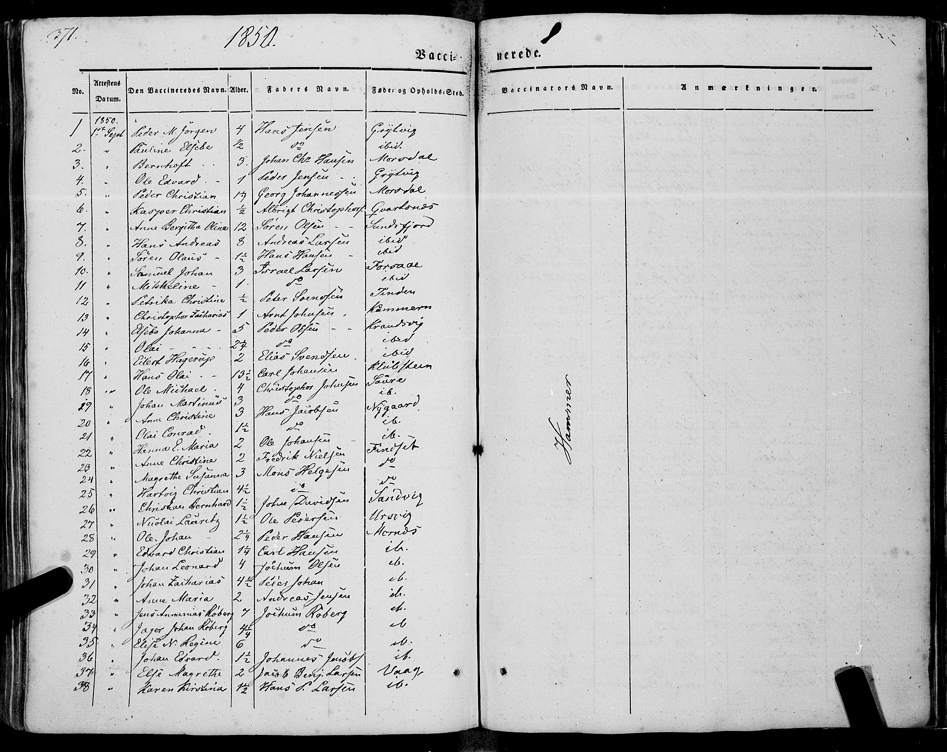 Ministerialprotokoller, klokkerbøker og fødselsregistre - Nordland, AV/SAT-A-1459/805/L0097: Ministerialbok nr. 805A04, 1837-1861, s. 371