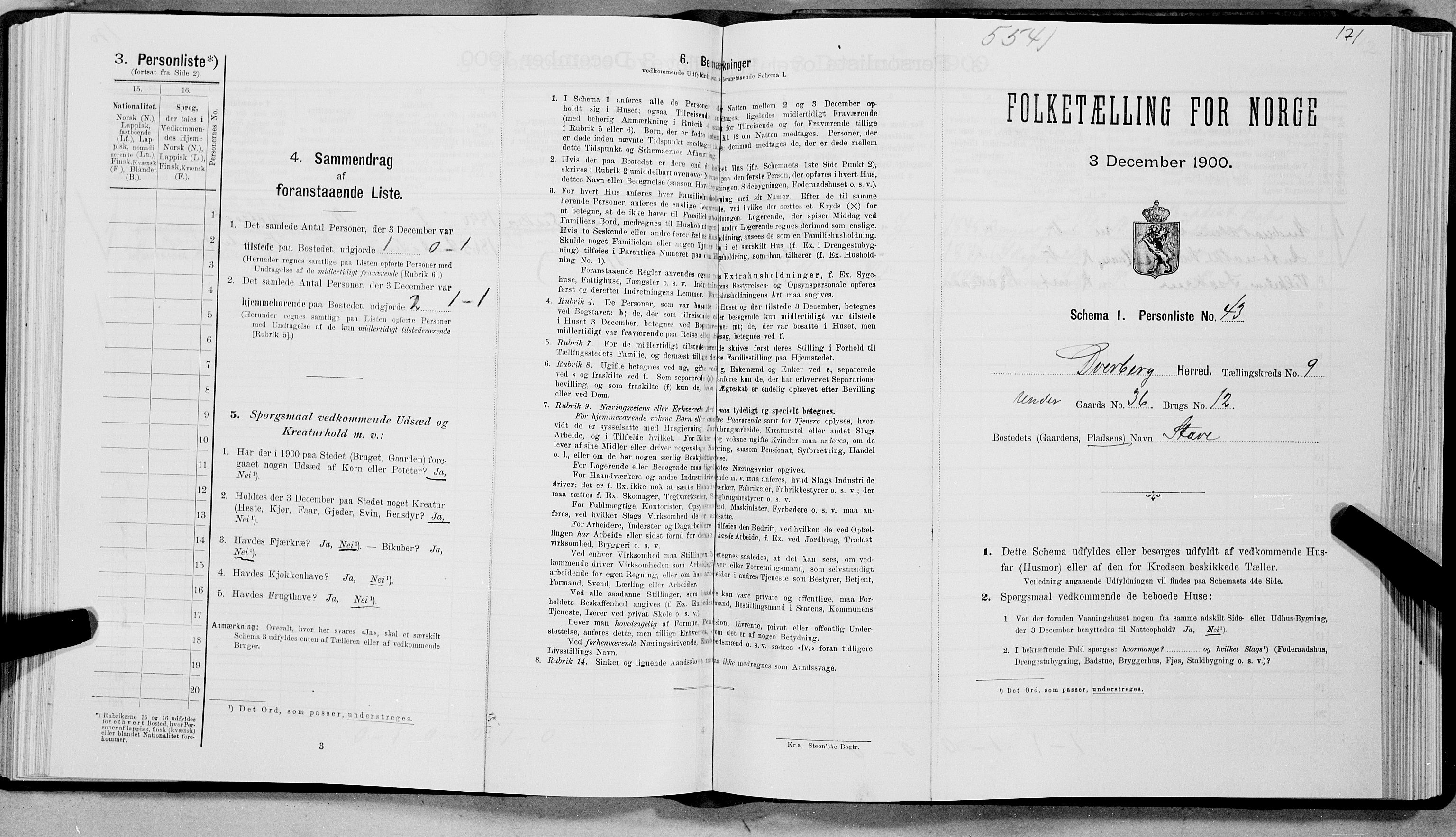 SAT, Folketelling 1900 for 1872 Dverberg herred, 1900, s. 845