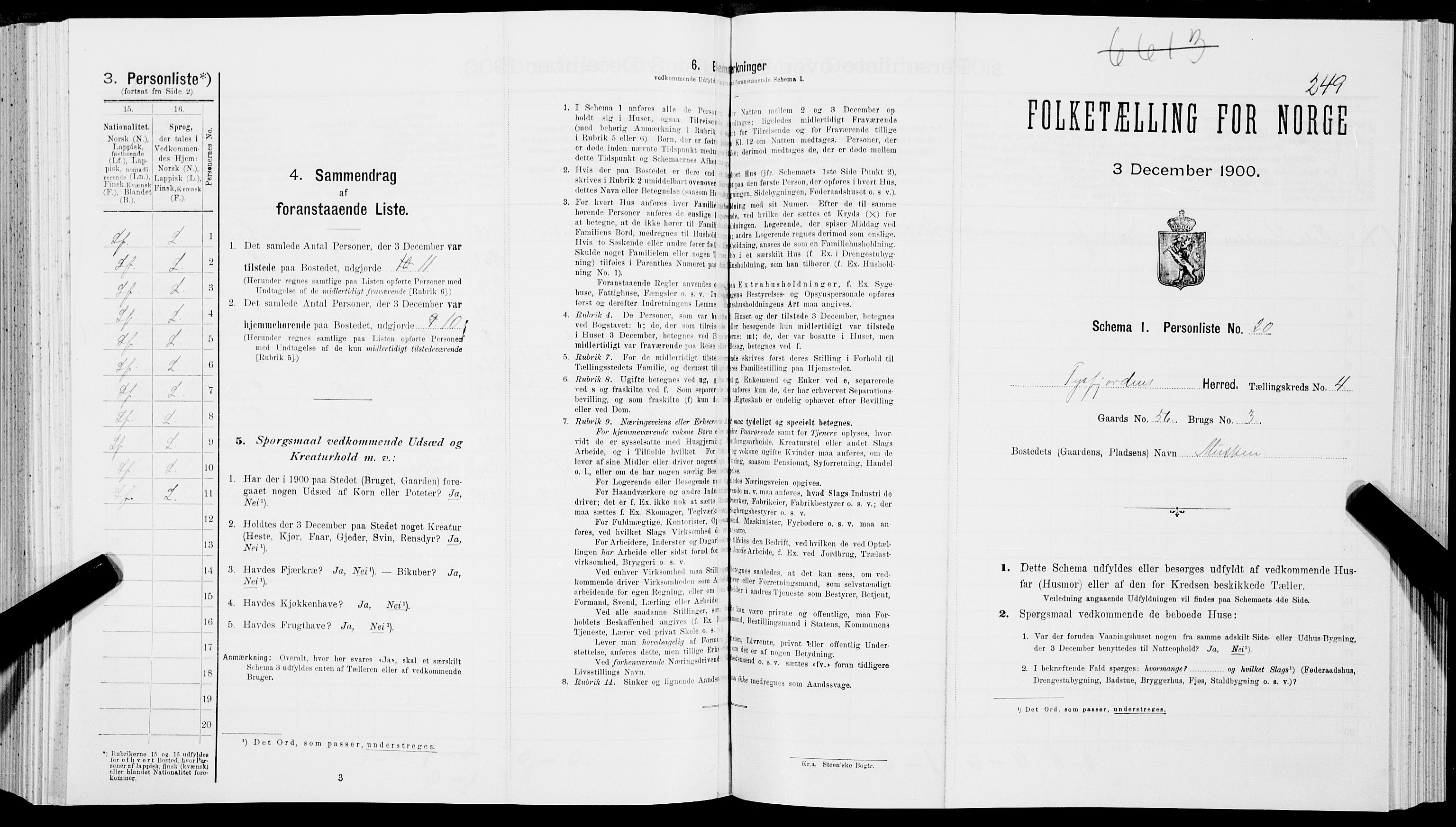 SAT, Folketelling 1900 for 1850 Tysfjord herred, 1900, s. 545