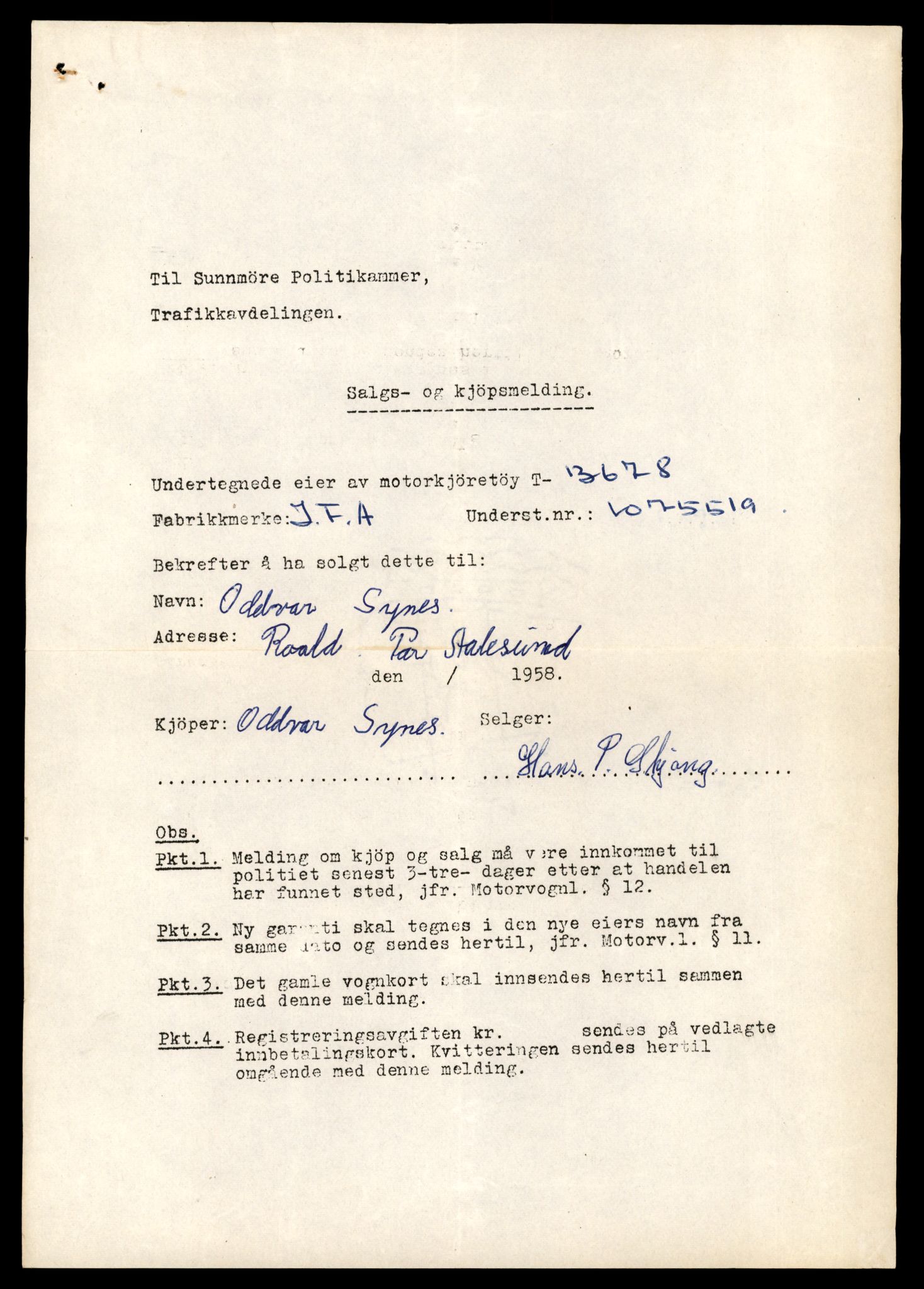 Møre og Romsdal vegkontor - Ålesund trafikkstasjon, AV/SAT-A-4099/F/Fe/L0040: Registreringskort for kjøretøy T 13531 - T 13709, 1927-1998, s. 2543