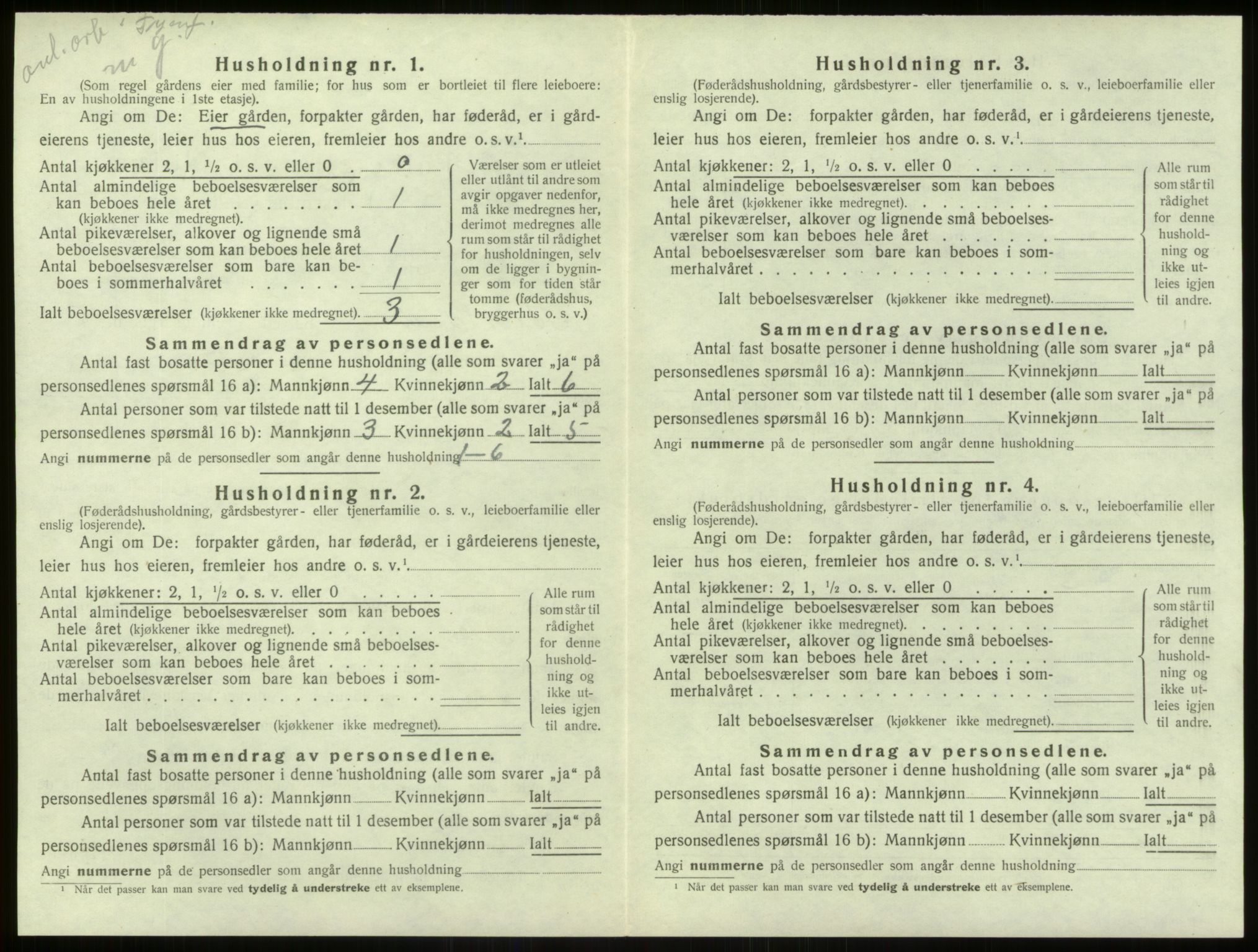 SAB, Folketelling 1920 for 1421 Aurland herred, 1920, s. 516