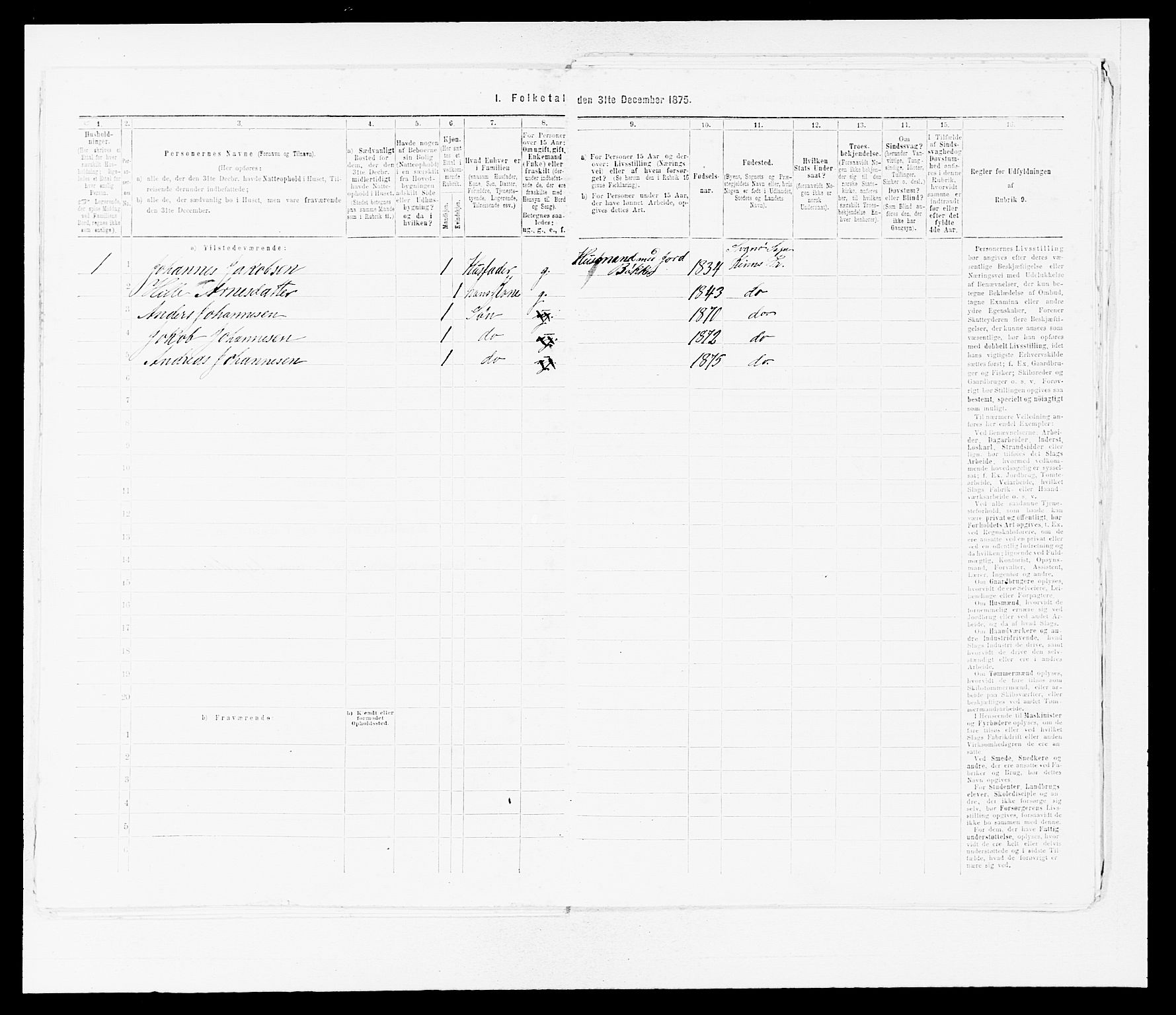 SAB, Folketelling 1875 for 1437L Kinn prestegjeld, Kinn sokn og Svanøy sokn, 1875, s. 614